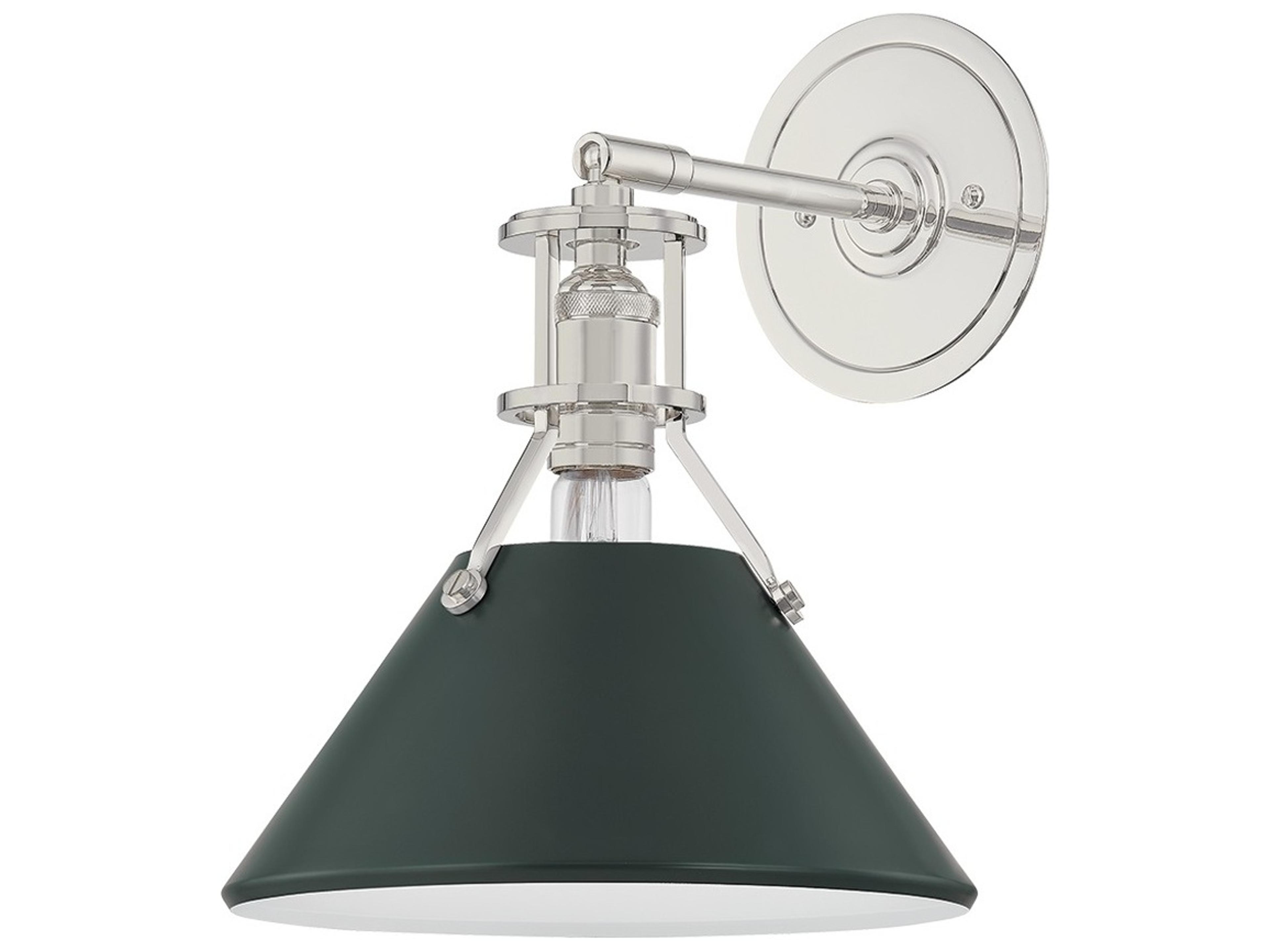 Painted No. 2 1-Light Polished Nickel Soft Studio Green Wall Sconce