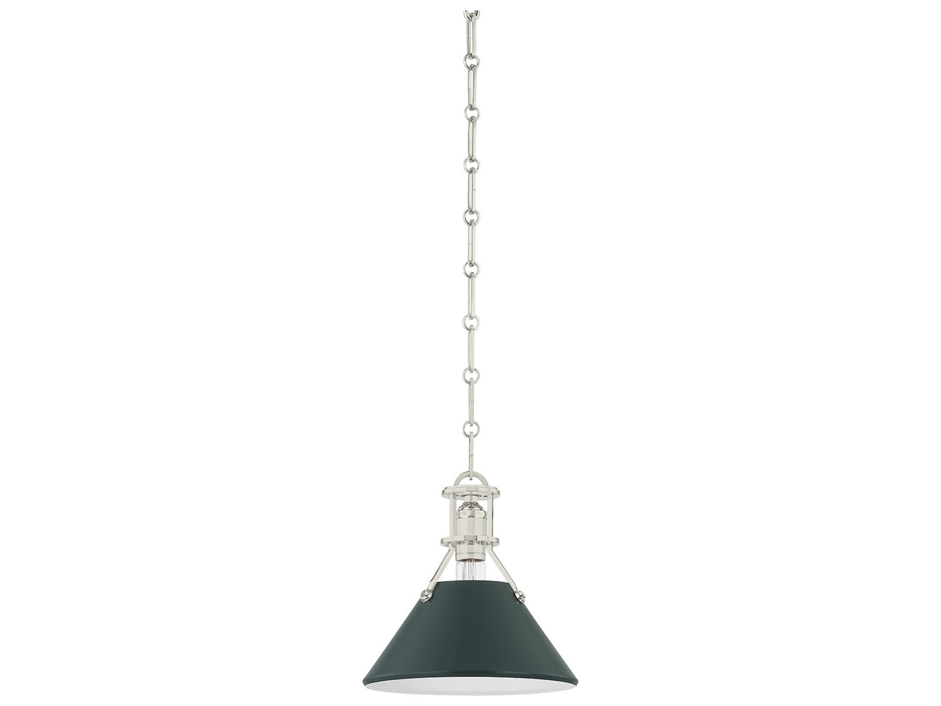 Hudson Valley Painted No. 2 1-Light Polished Nickel Soft Studio Green Mini Pendant