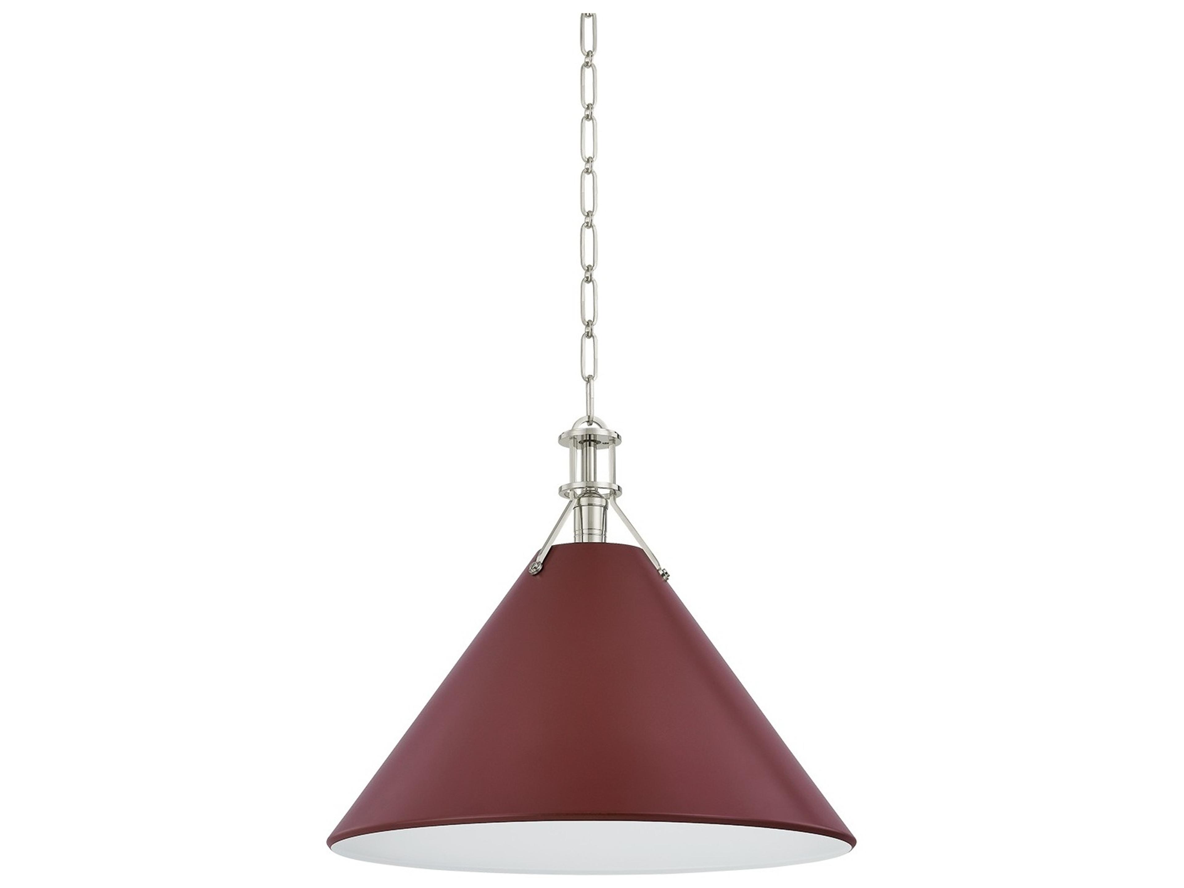 Hudson Valley Painted No. 2 1-Light Polished Nickel Soft Crimson Red Pendant