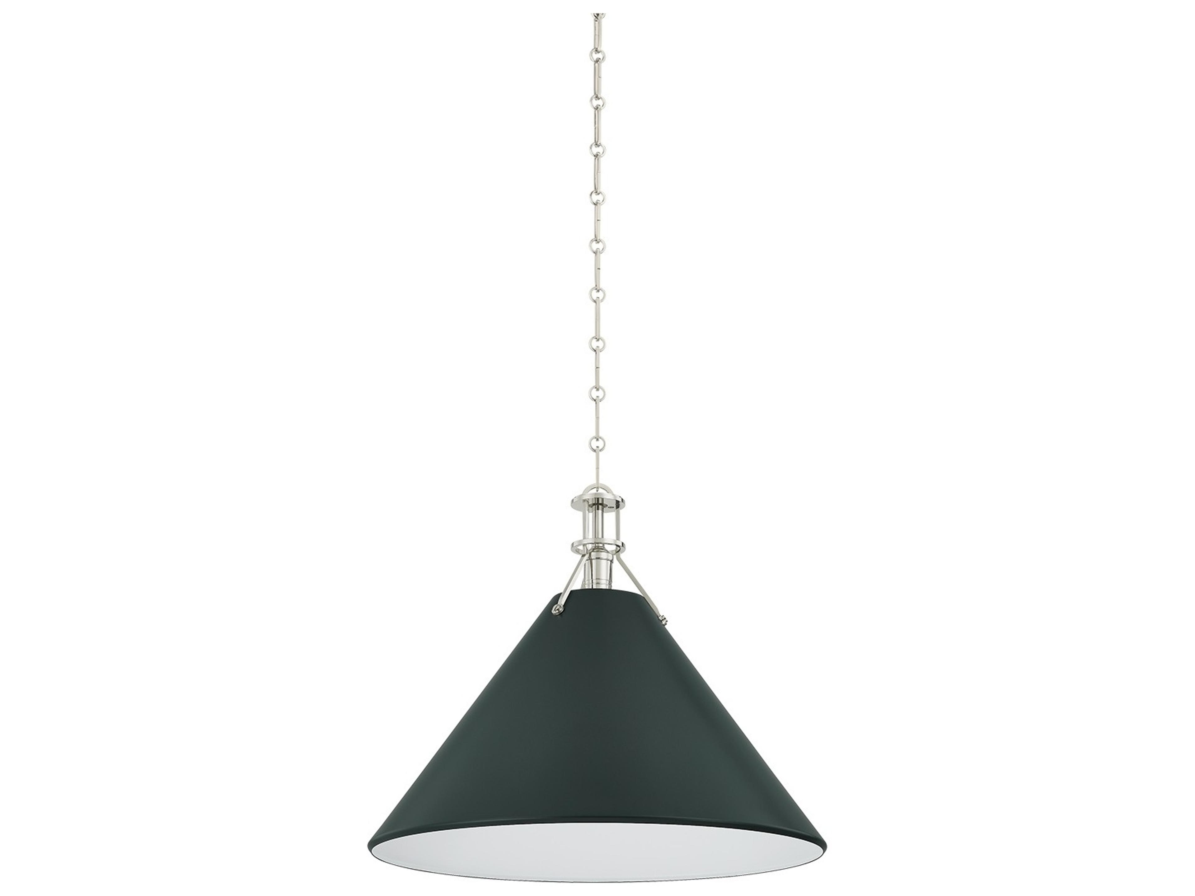 Hudson Valley Painted No. 2 1-Light Polished Nickel Soft Studio Green Pendant