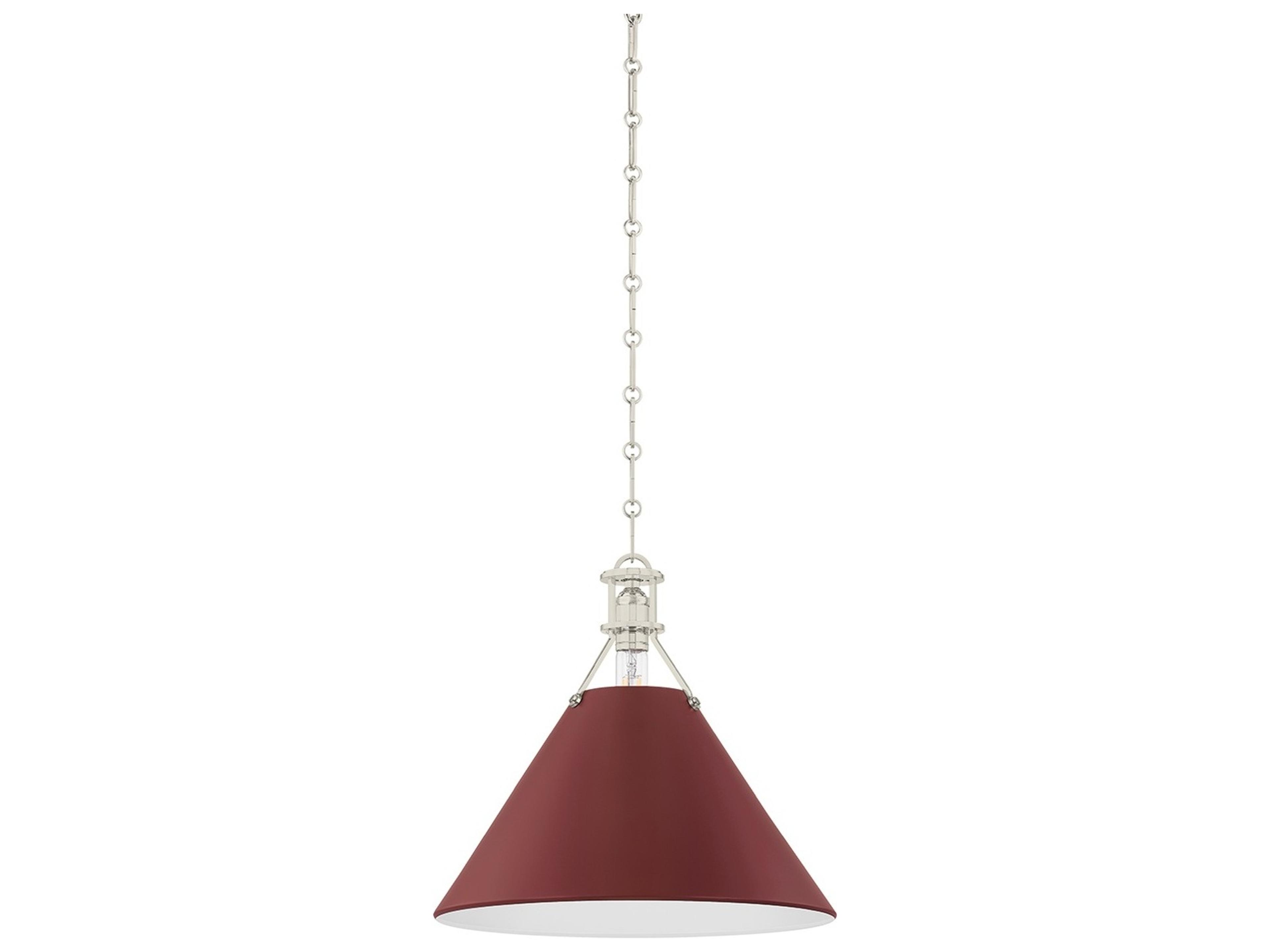 Hudson Valley Painted No. 2 1-Light Polished Nickel Soft Crimson Red Pendant