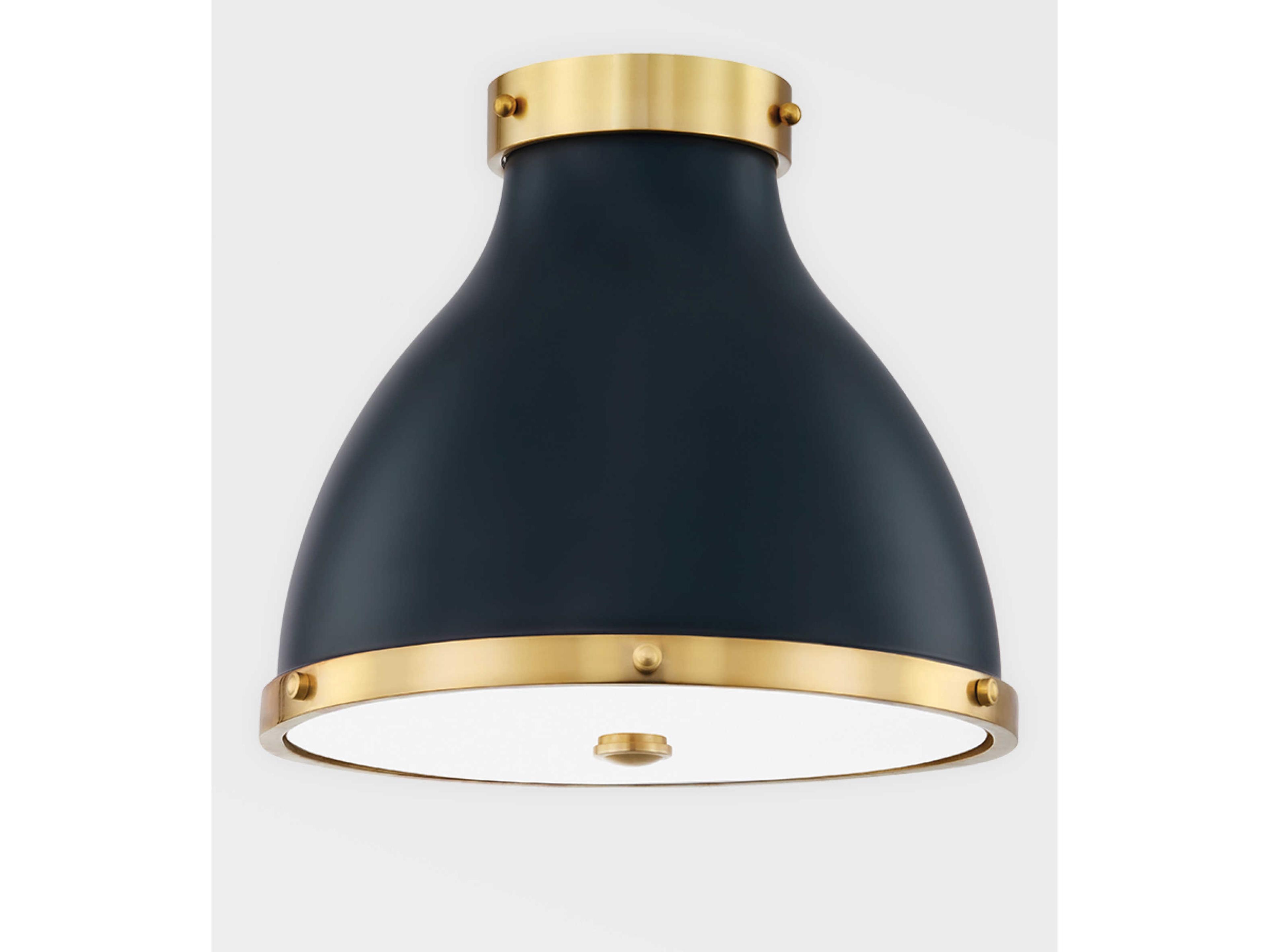 Hudson Valley Painted 2-Light Aged Brass darkest Blue Bell Flush Mount