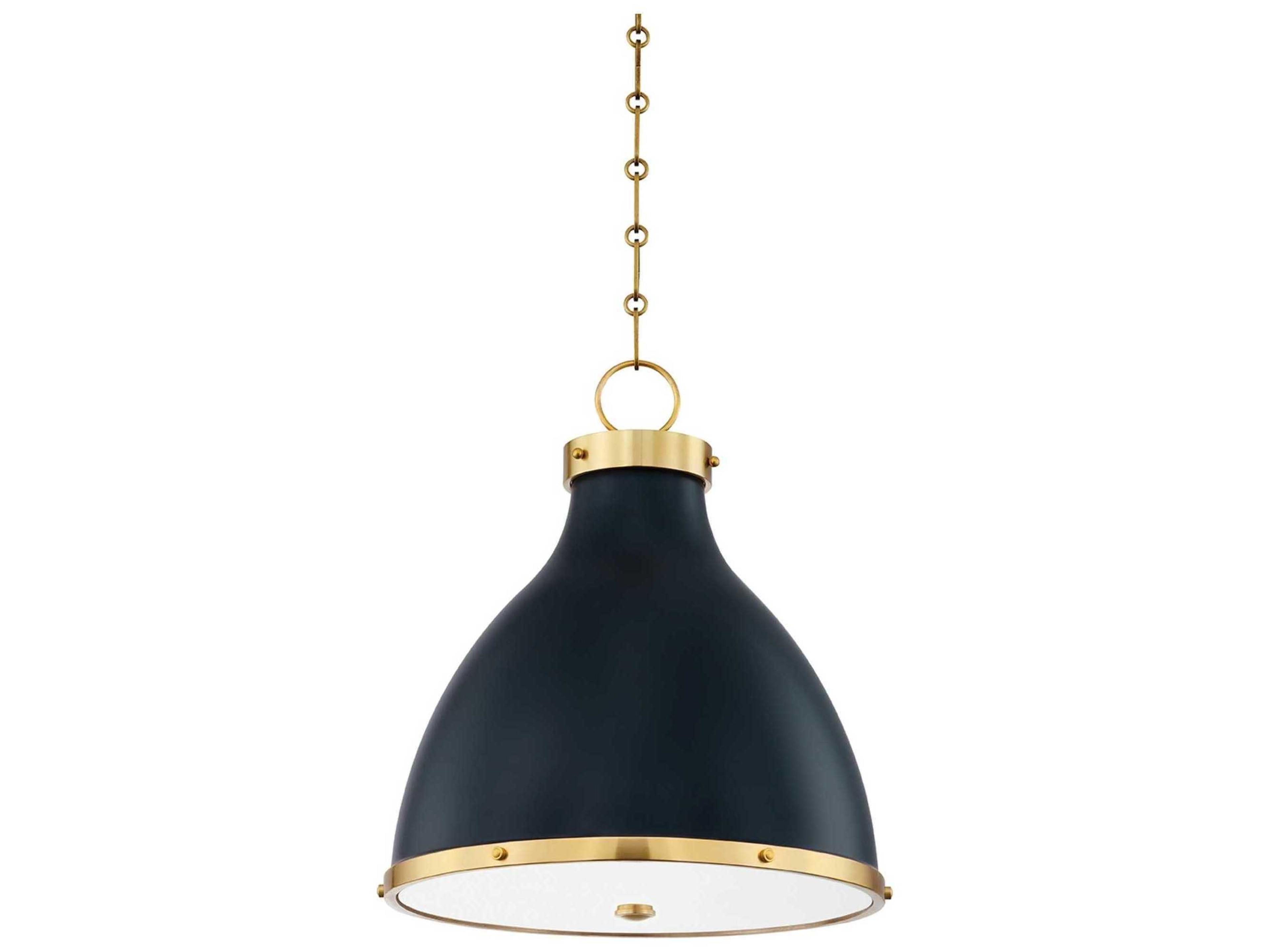 Painted 2-Light Aged Brass darkest Blue Bell Pendant