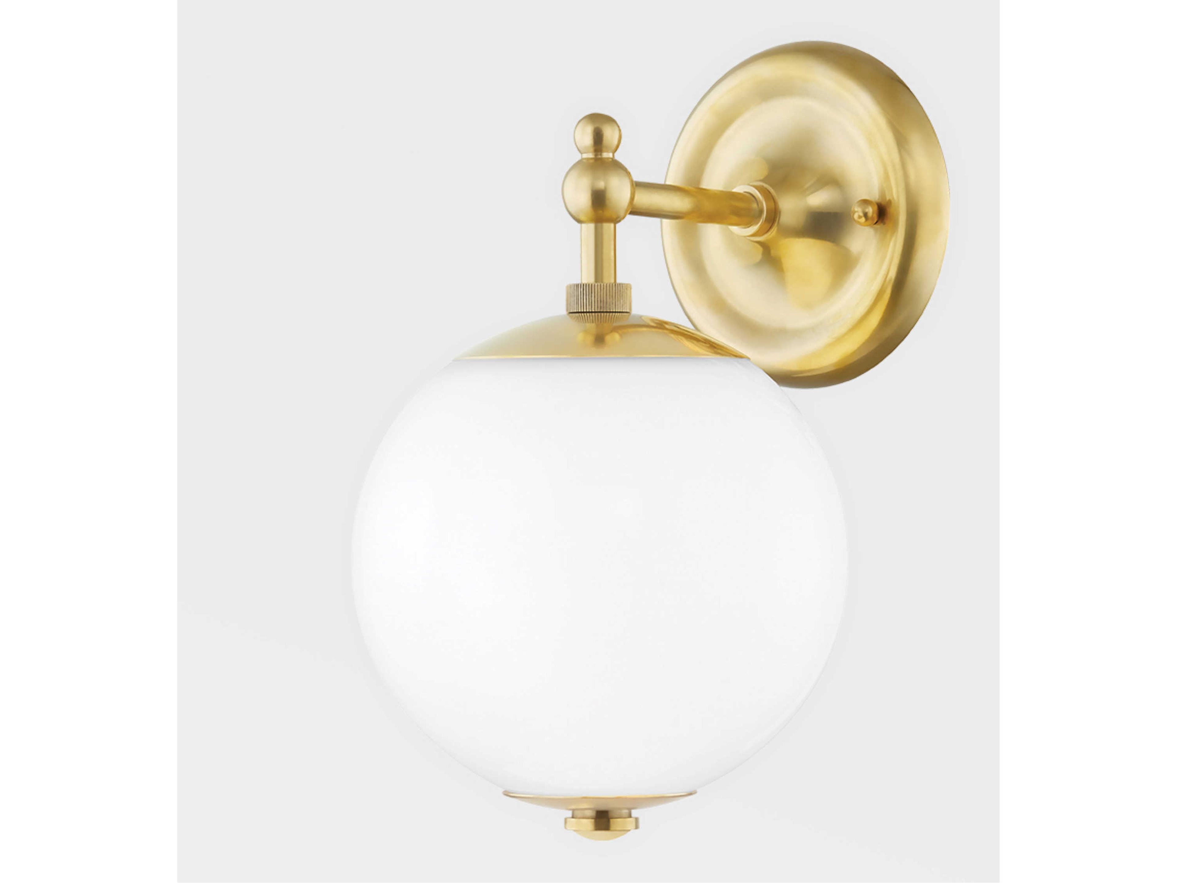 Hudson Valley Sphere 1-Light Aged Brass Clear Glass Wall Sconce