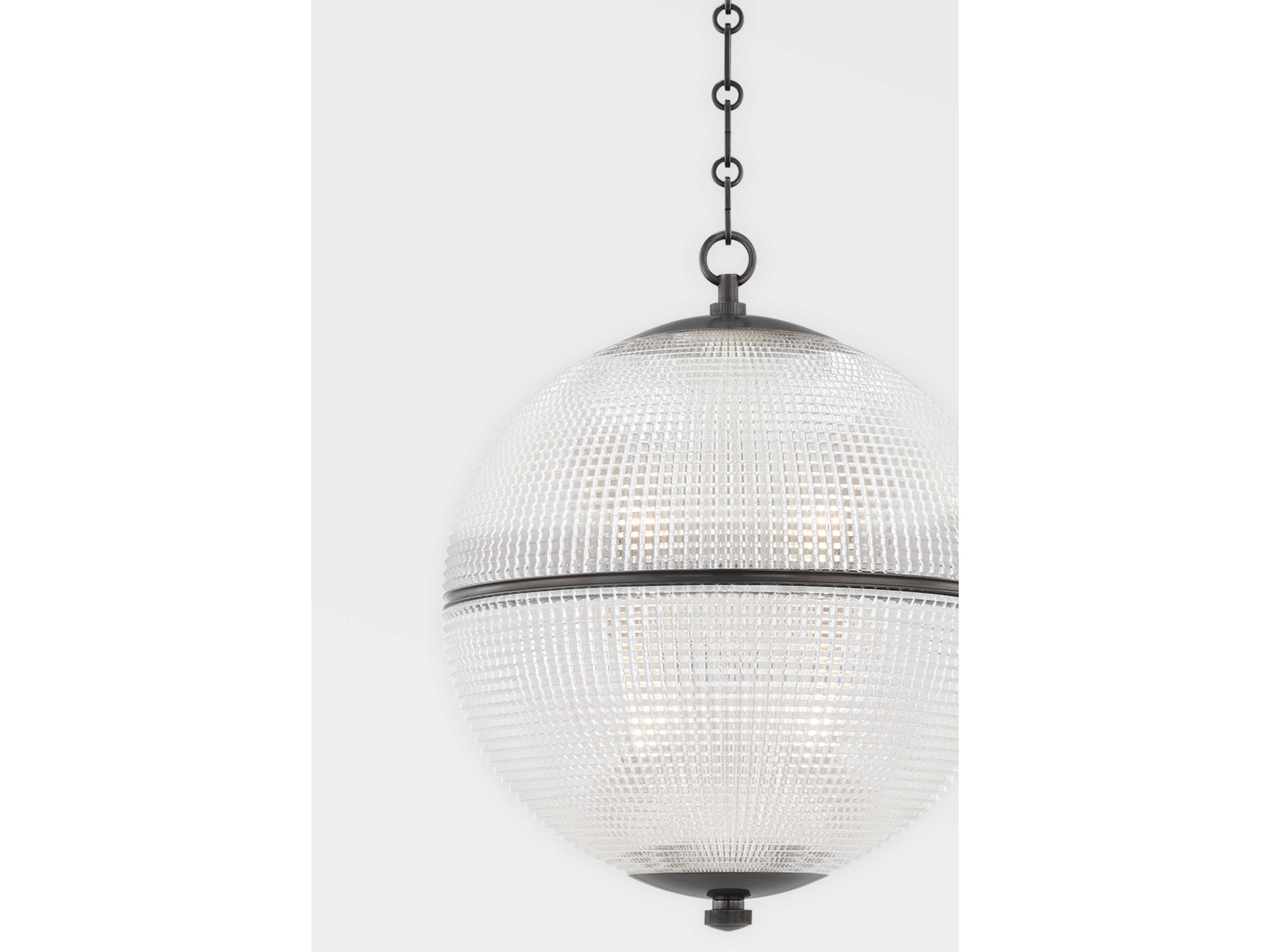 Hudson Valley Sphere 1-Light Distressed Bronze Clear Glass Globe Pendant