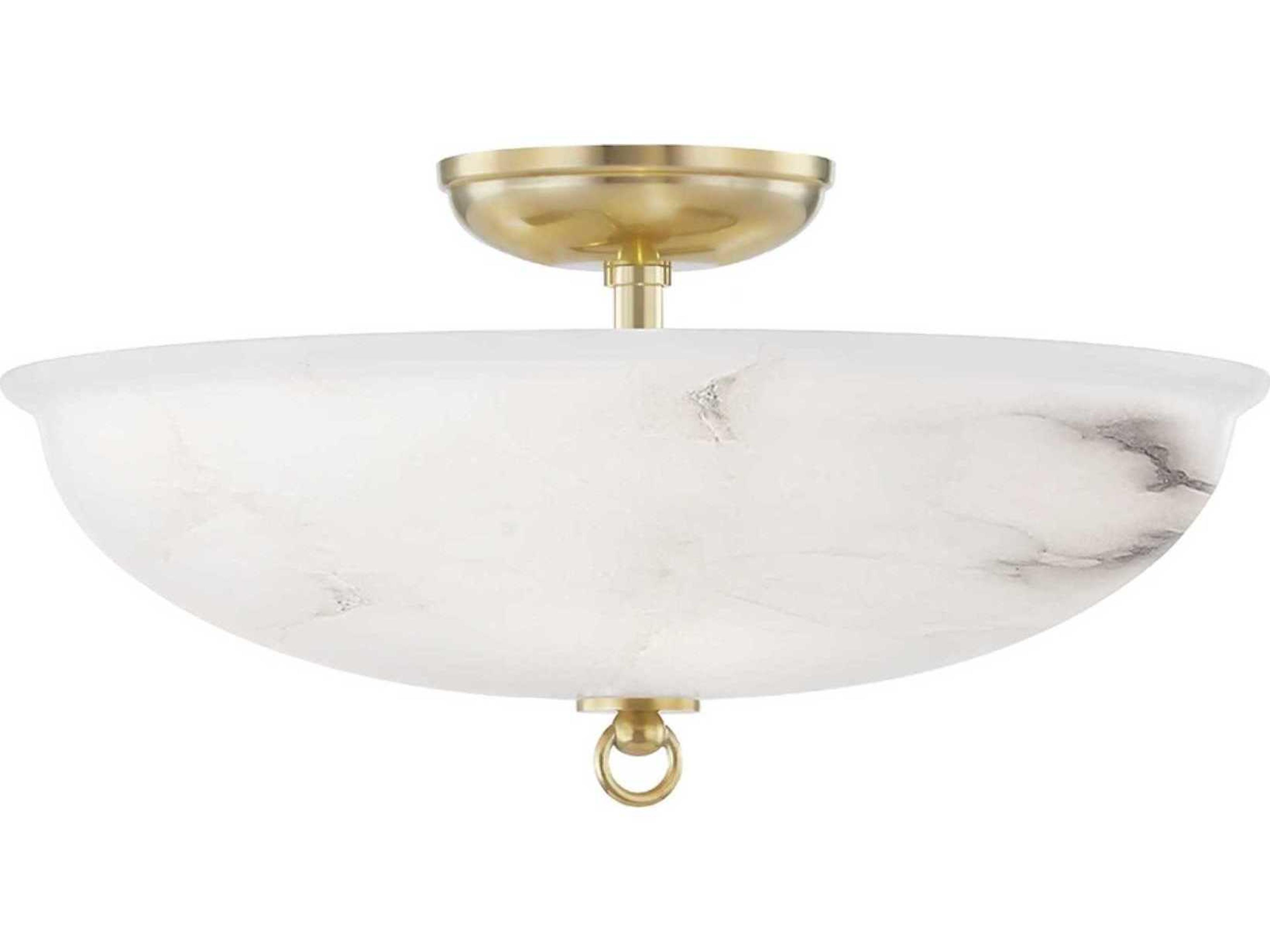 Somerset Semi-Flush Mount in Aged Brass and Alabaster