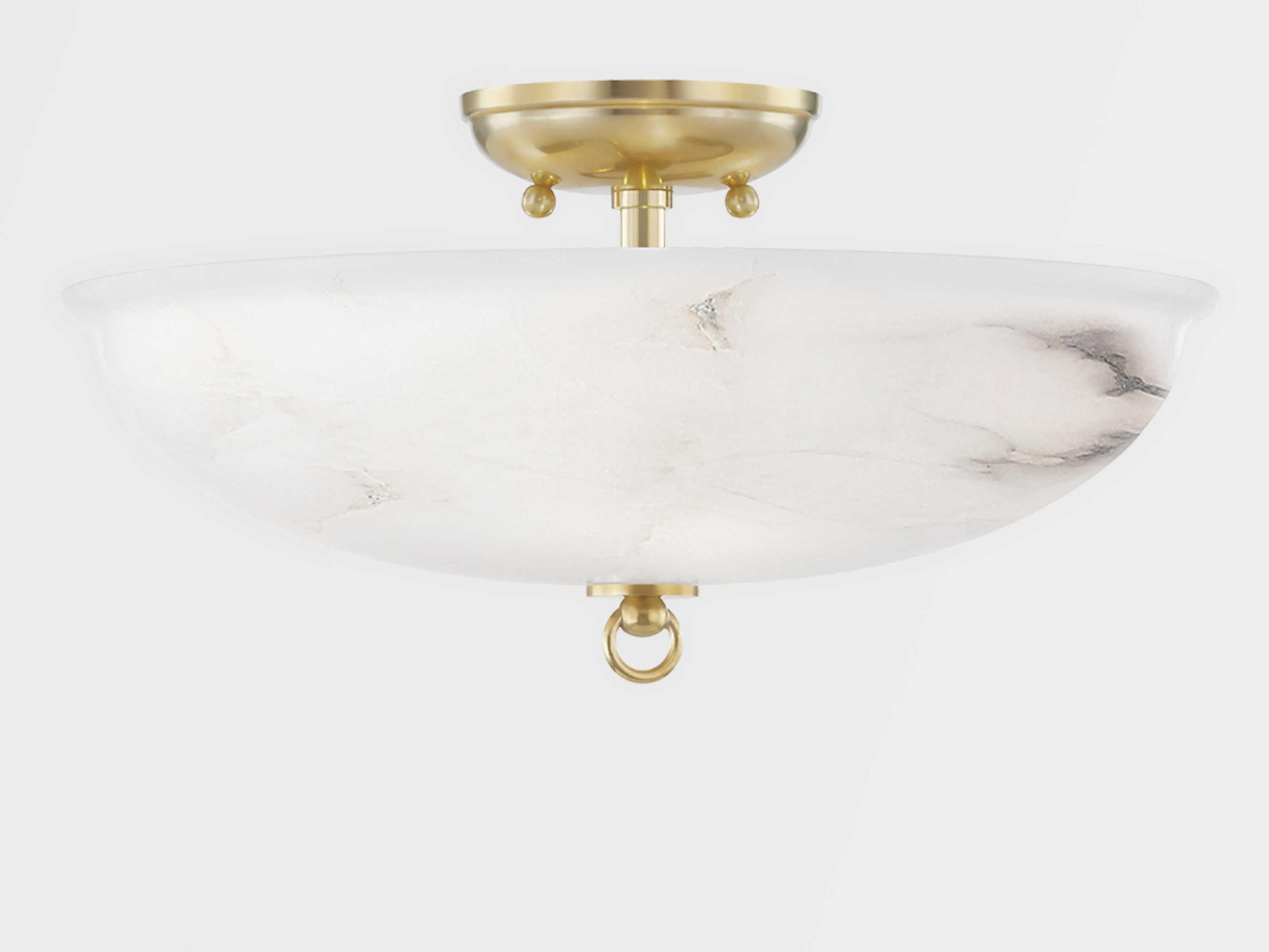 Hudson Valley Somerset 3-Light Aged Brass Alabaster Bowl Semi Flush Mount
