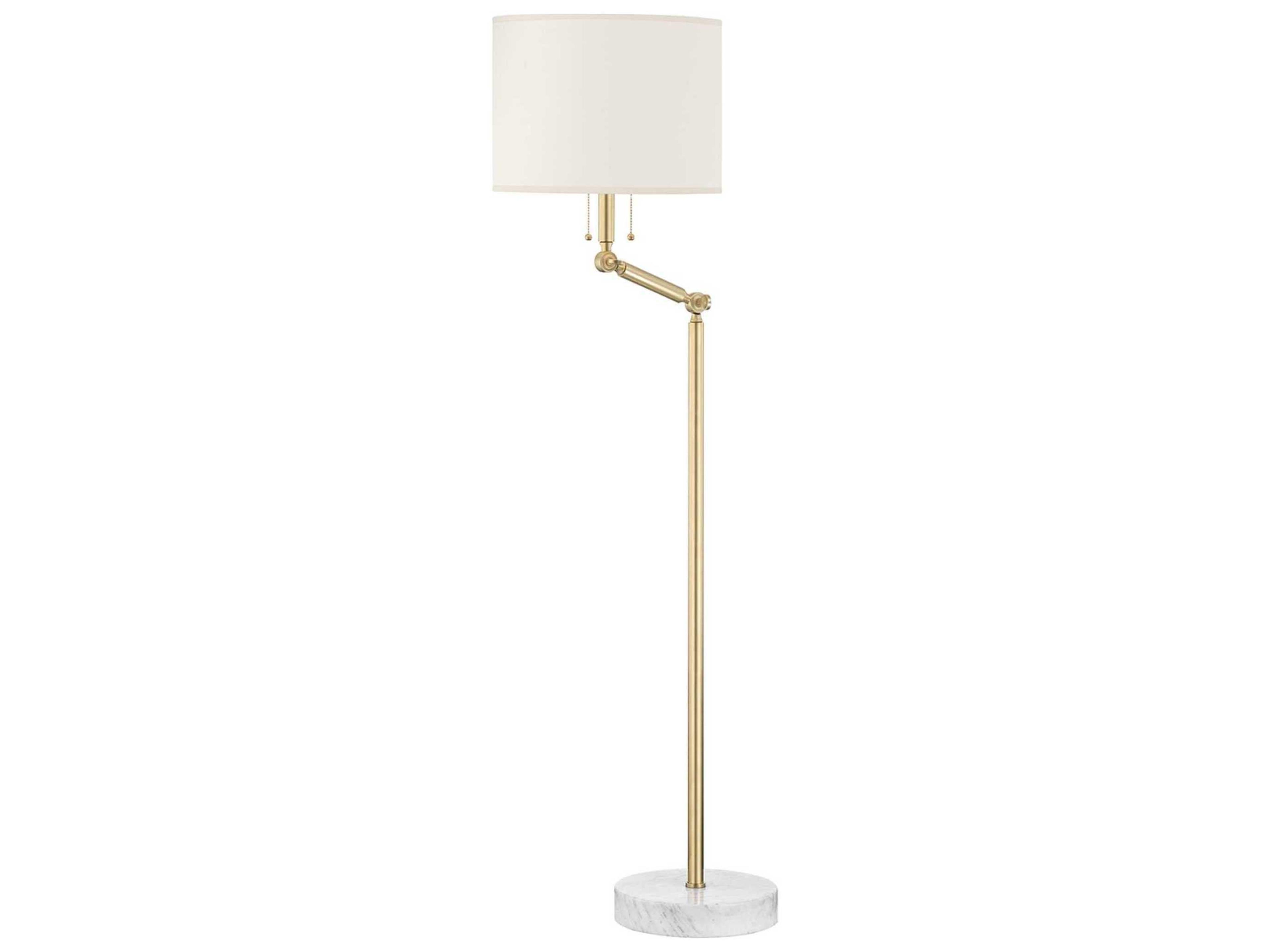 Essex Aged Brass White Floor Lamp