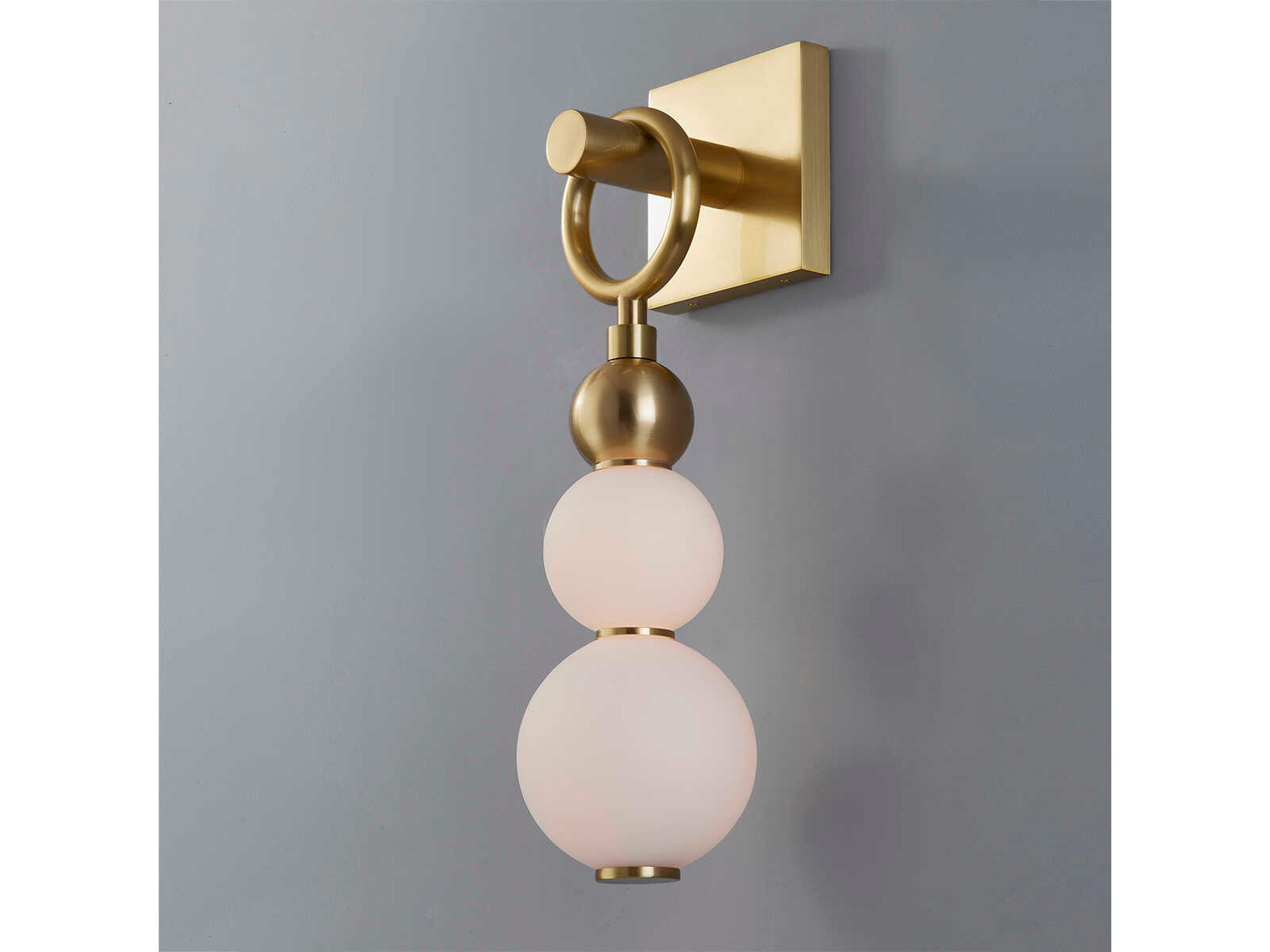 Hudson Valley Perrin 1-Light Aged Brass White Glass LED Wall Sconce