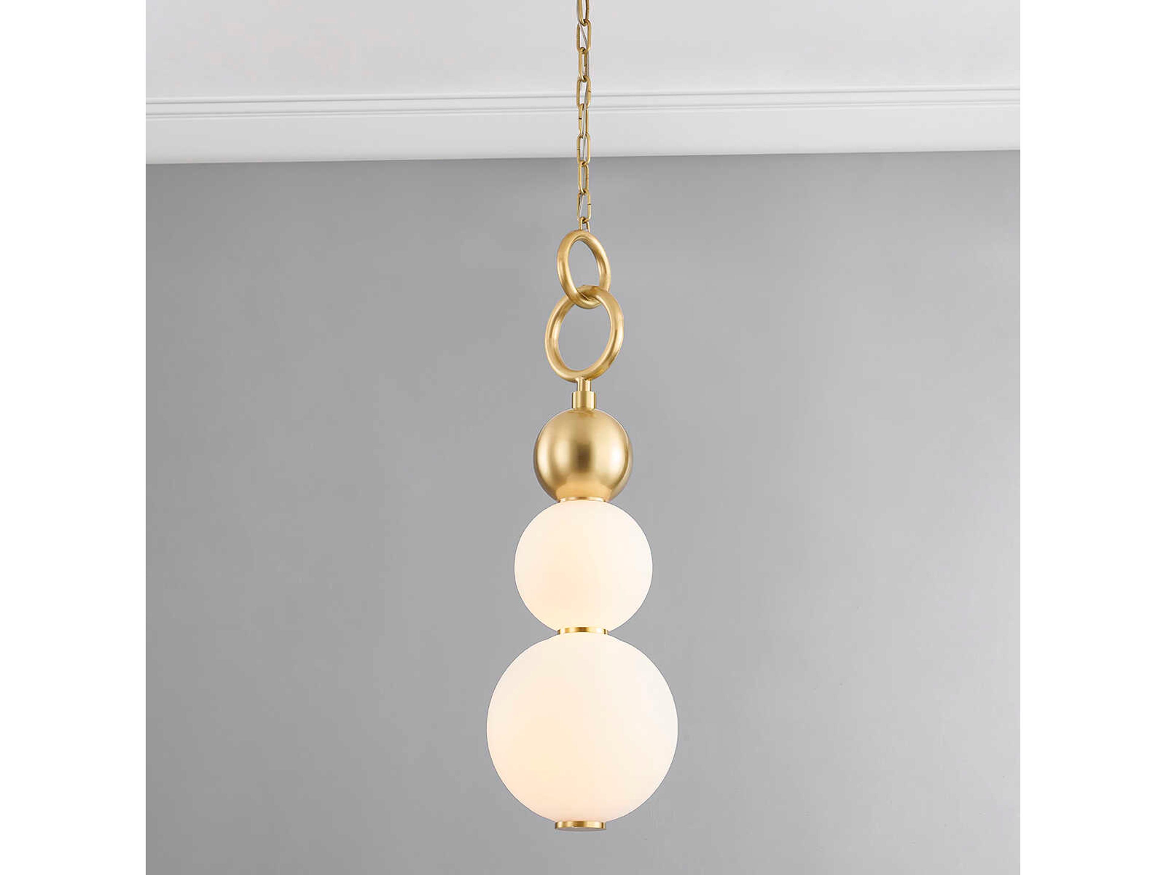 Hudson Valley Perrin 1-Light Aged Brass White Glass LED Globe Mini Pendant