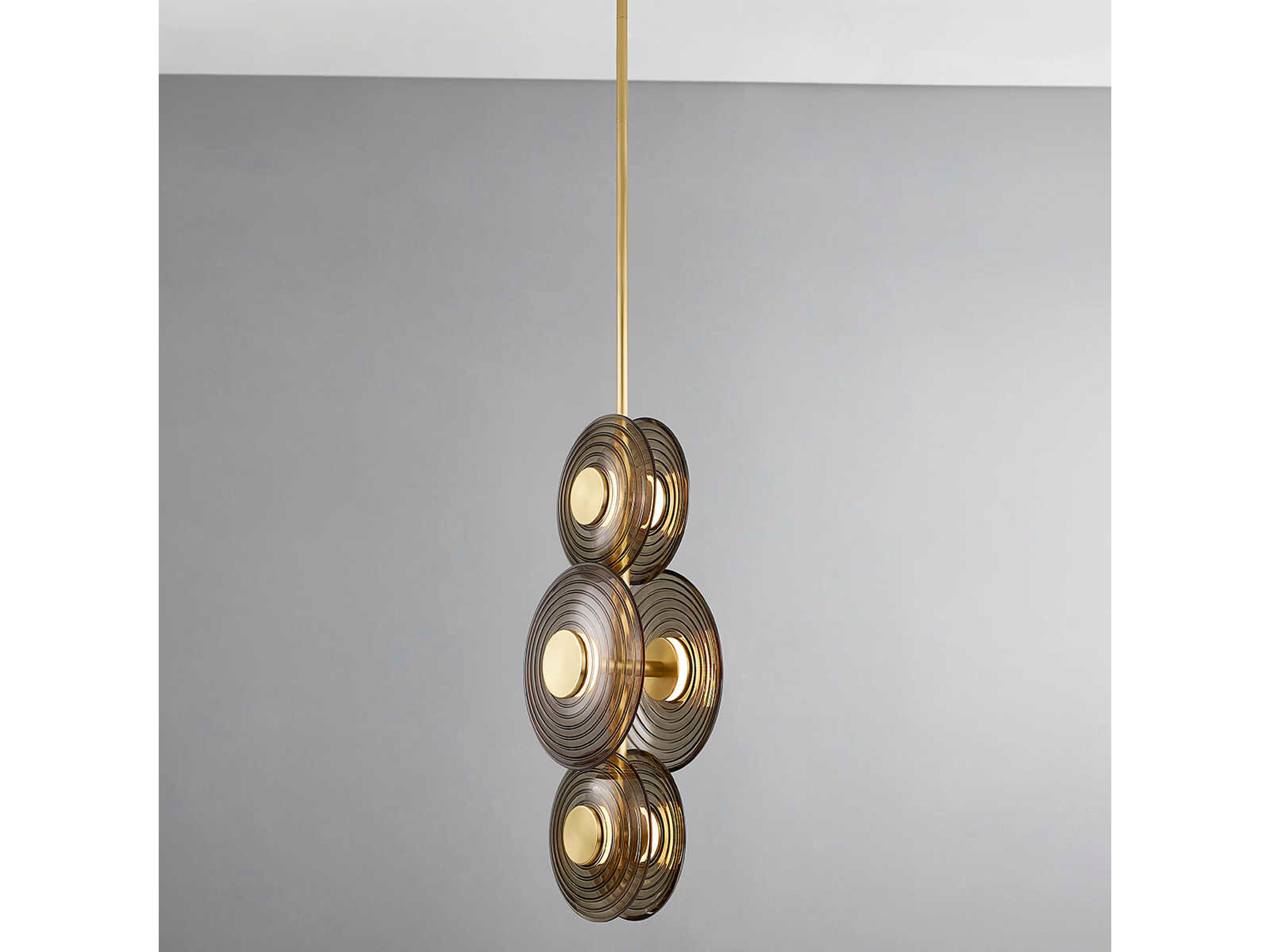 Hudson Valley Griston 6-Light Aged Brass Glass LED Round Mini Pendant
