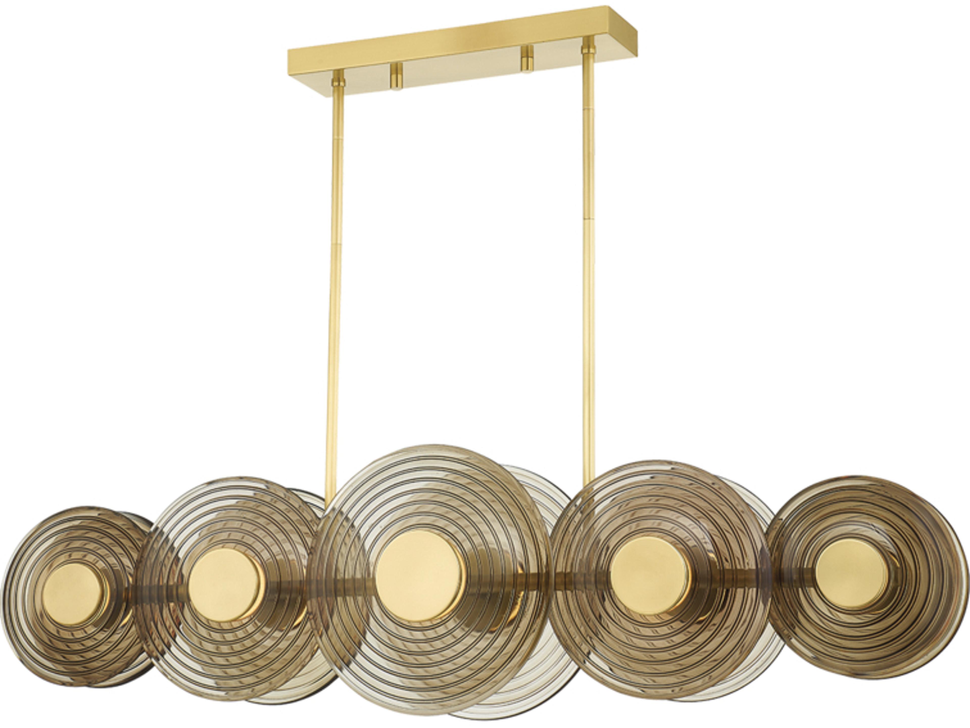 Griston 10-Light Aged Brass Glass LED Round Island Pendant