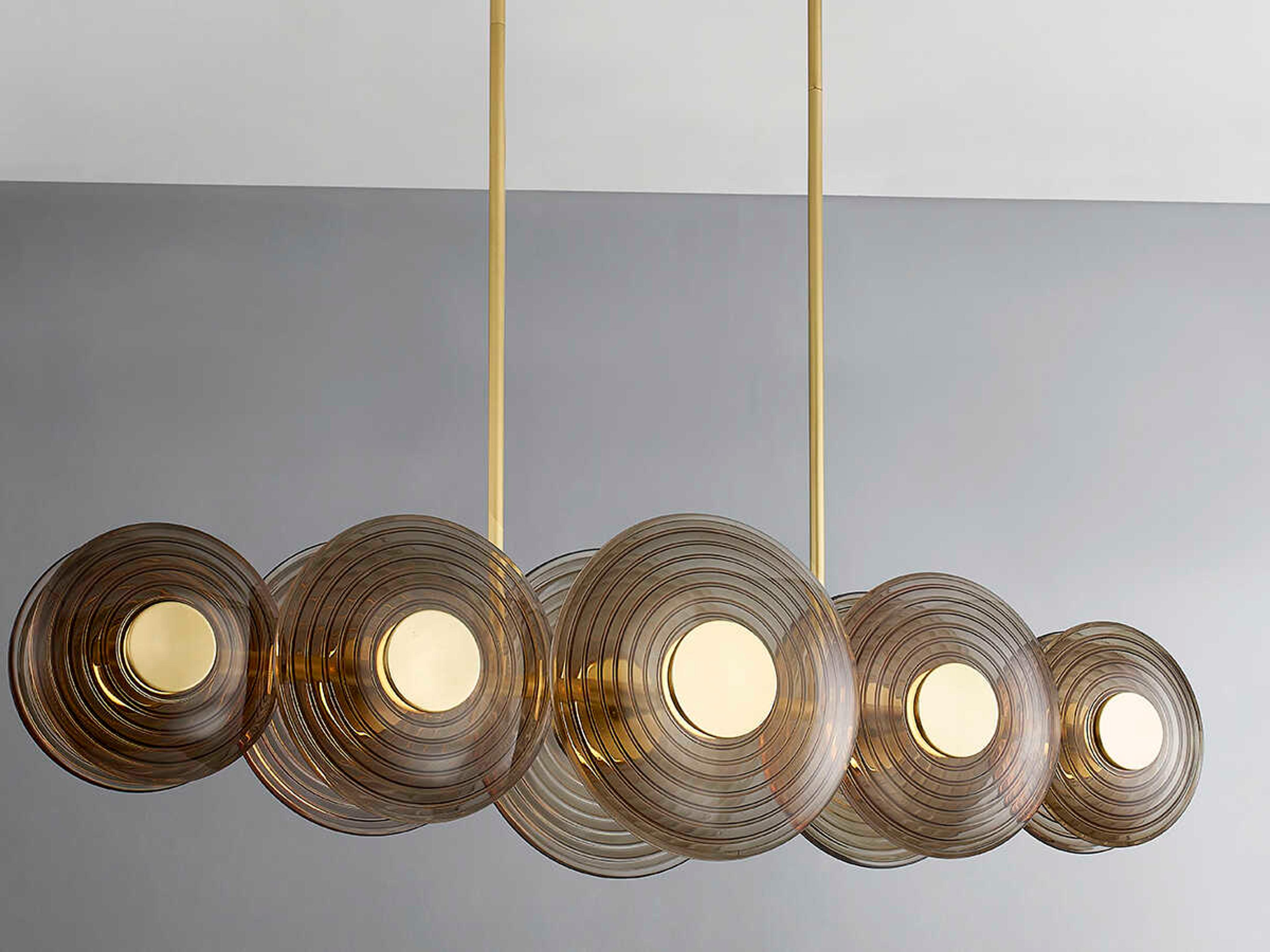 Hudson Valley Griston 10-Light Aged Brass Glass LED Round Island Pendant