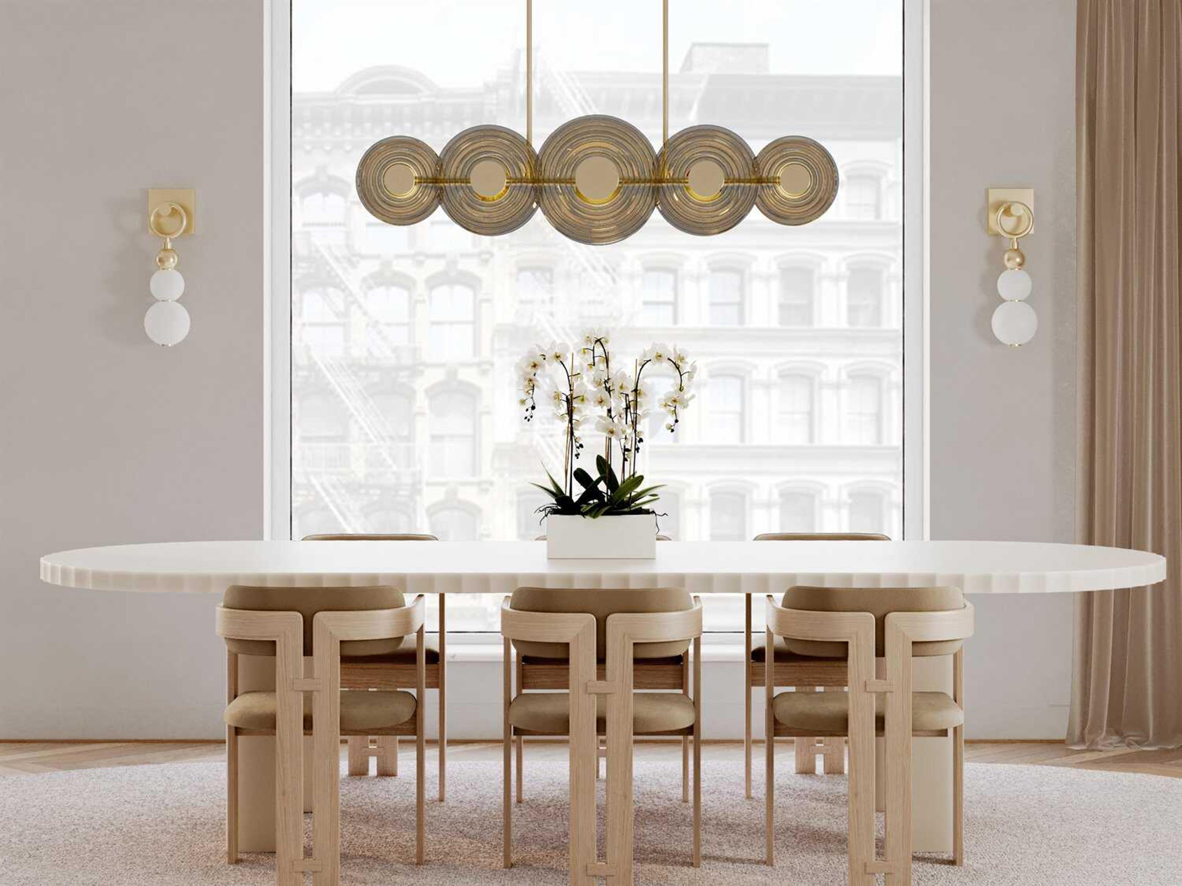 Hudson Valley Griston 10-Light Aged Brass Glass LED Round Island Pendant