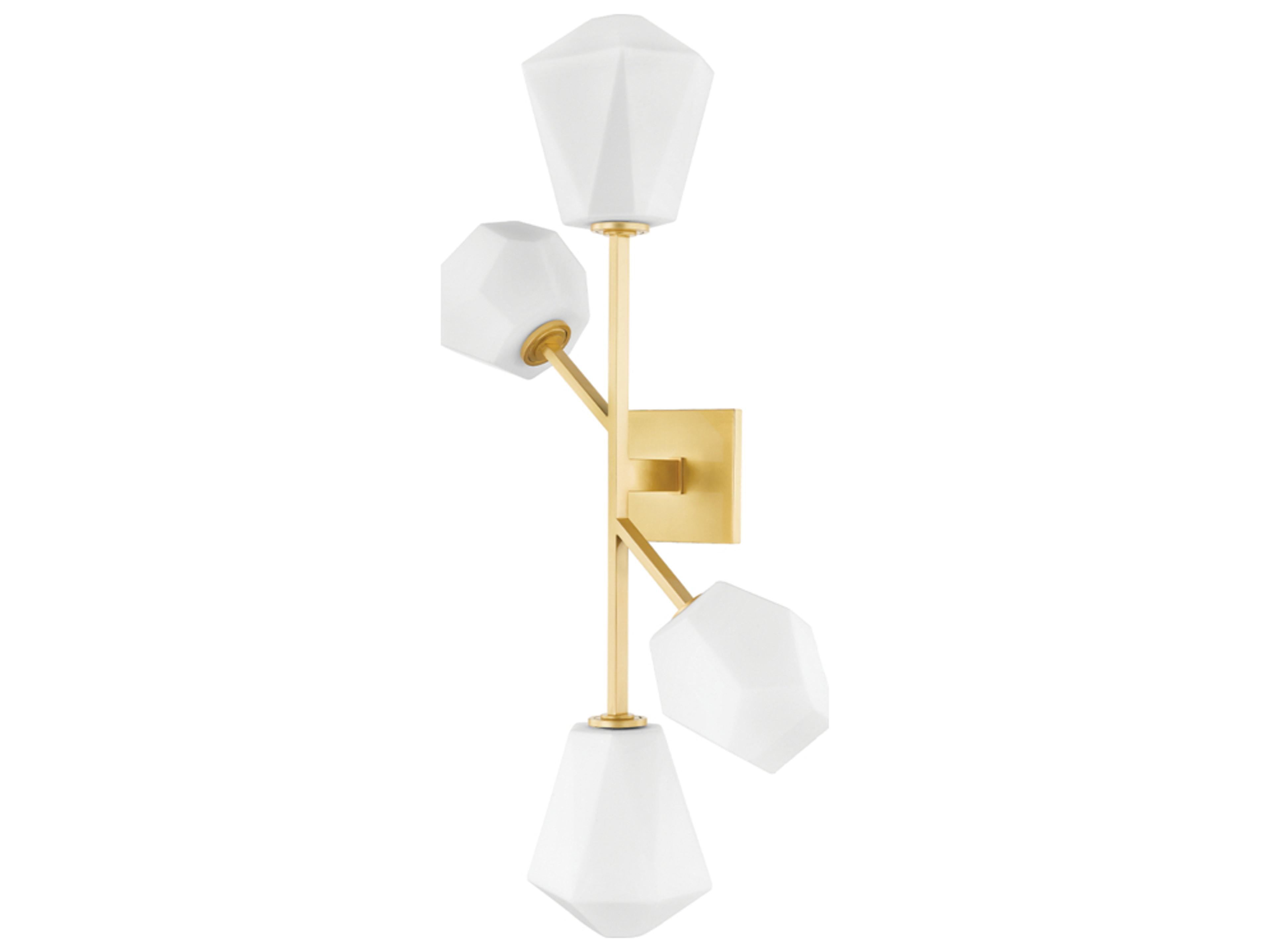 Hudson Valley Tring 4-Light Aged Brass White Glass LED Wall Sconce