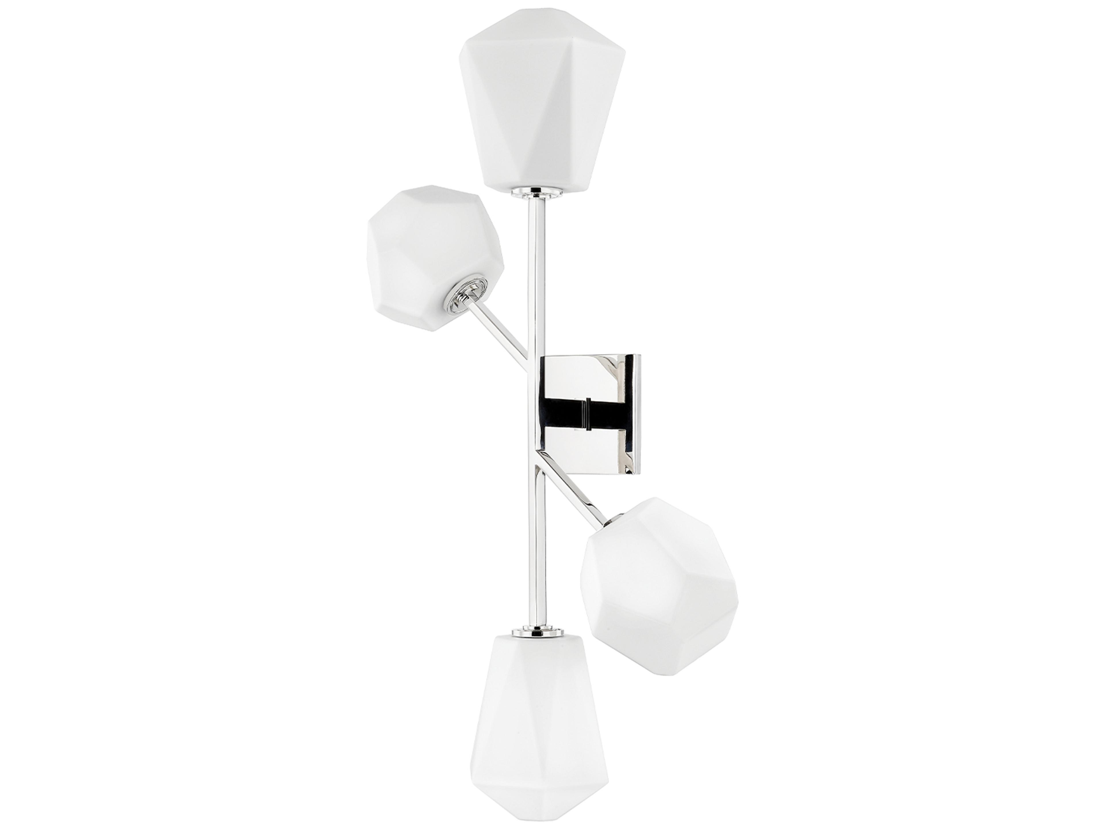 Tring 4-Light Polished Nickel White Glass LED Wall Sconce