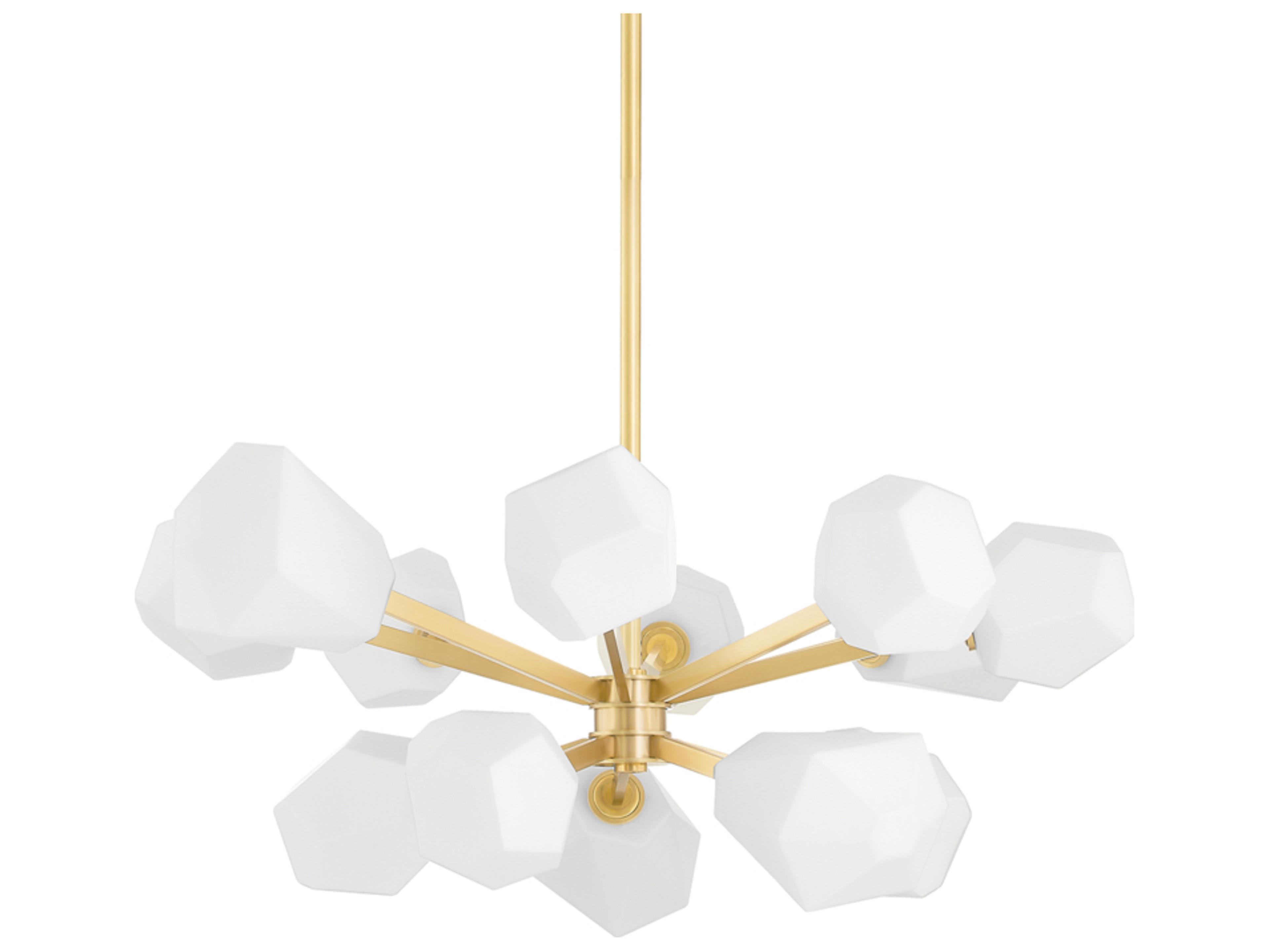 Tring 13-Light Aged Brass White Glass LED Chandelier