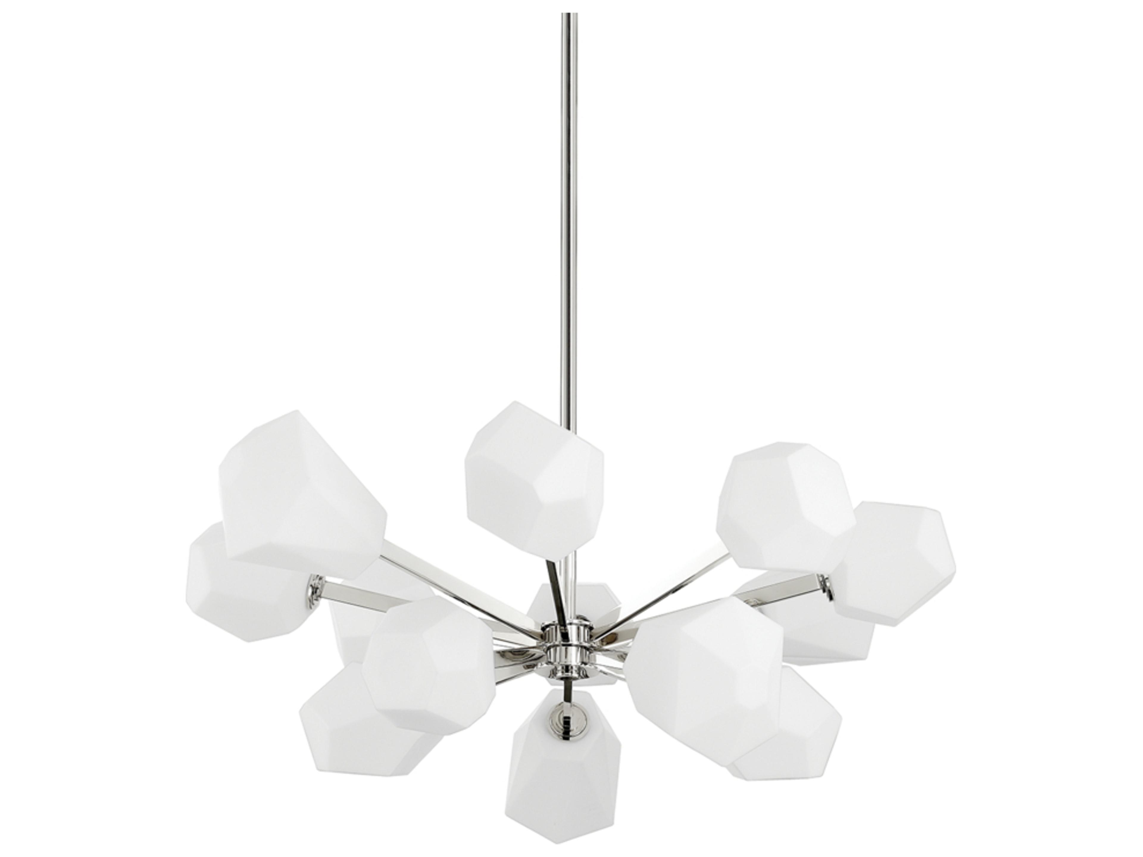 Tring 13-Light Polished Nickel White Glass LED Chandelier