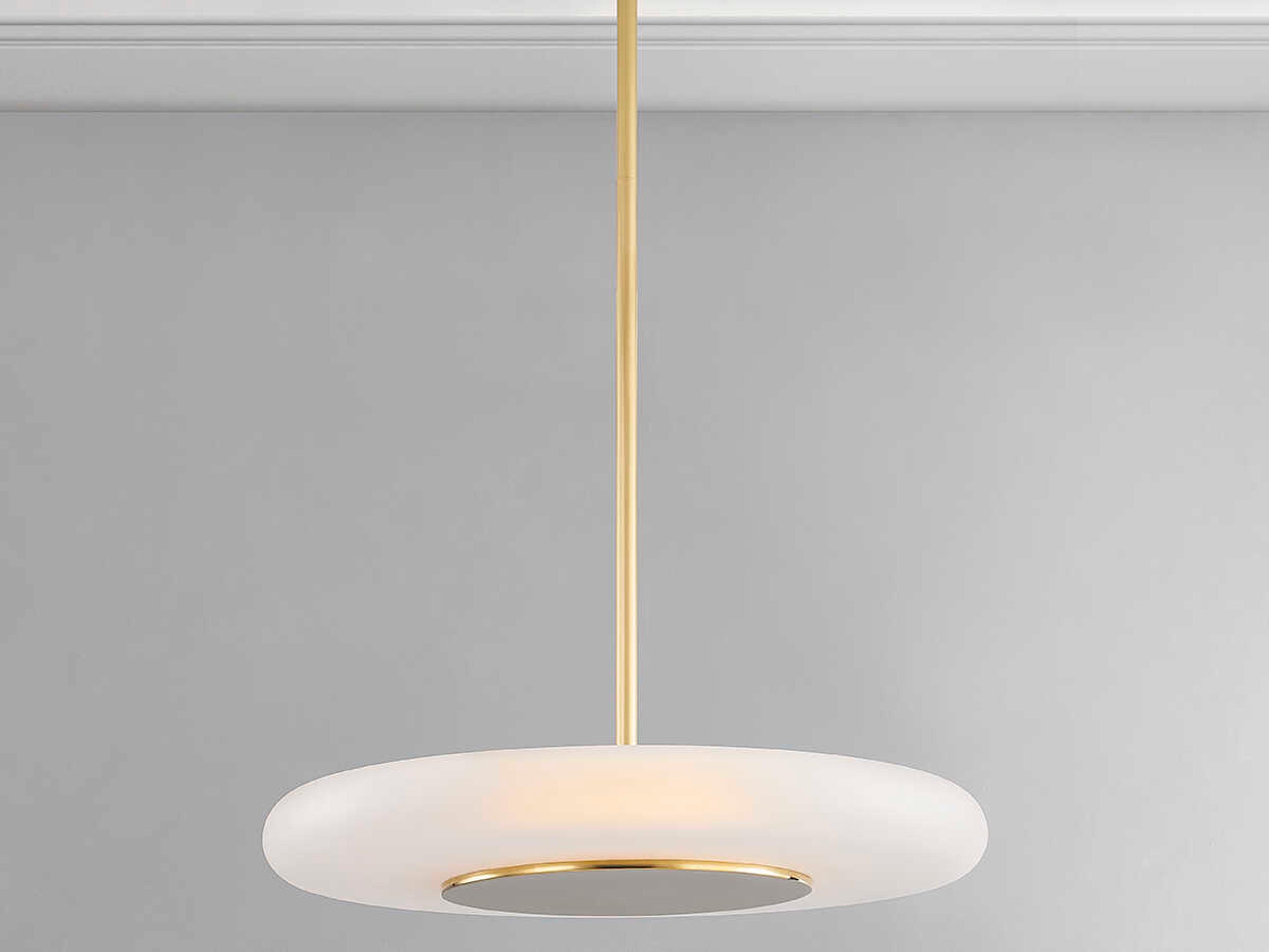 Hudson Valley Blyford 1-Light Aged Brass Glass LED Round Pendant