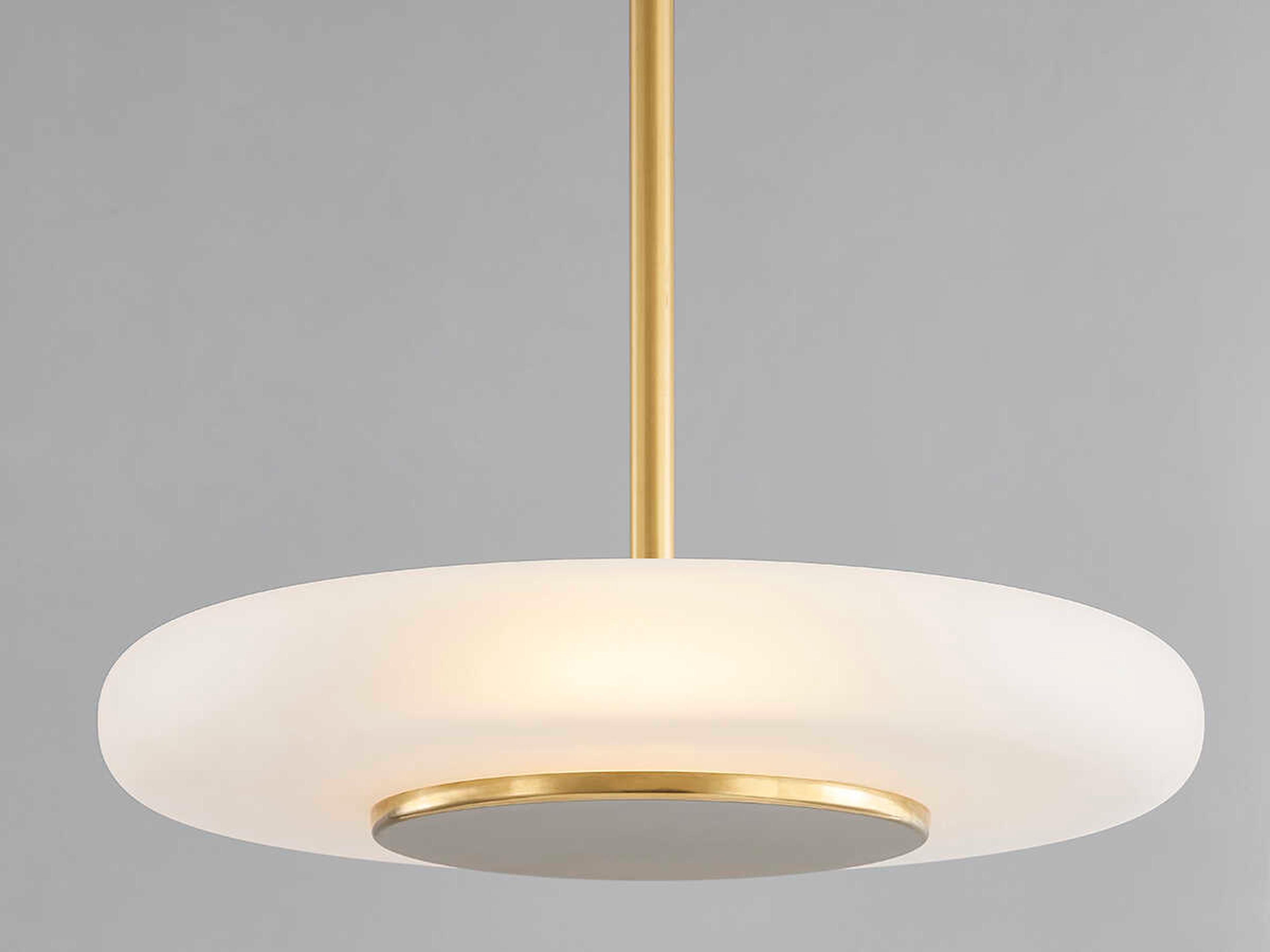 Hudson Valley Blyford 1-Light Aged Brass Glass LED Round Pendant