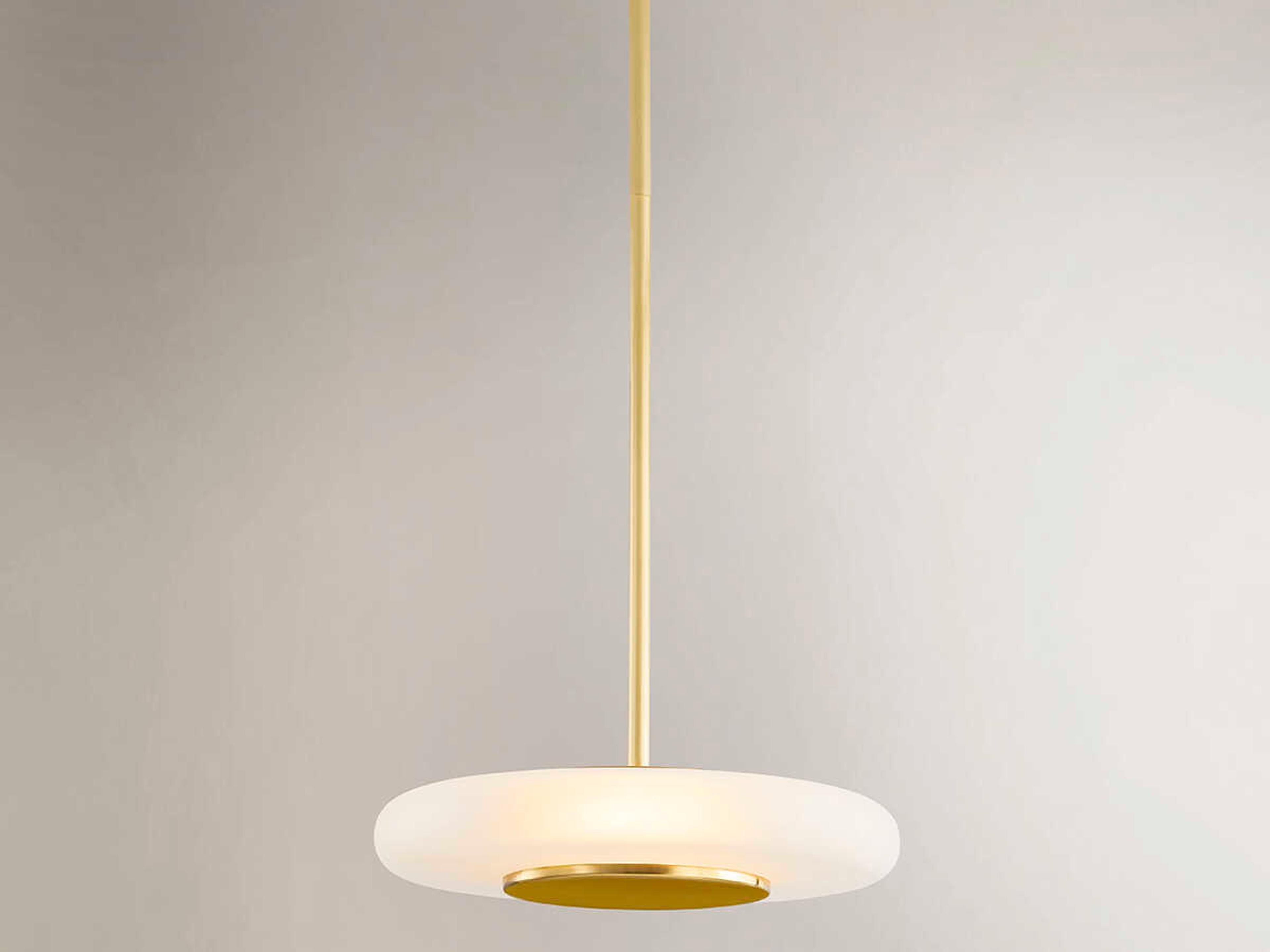 Hudson Valley Blyford 1-Light Aged Brass Glass LED Round Pendant