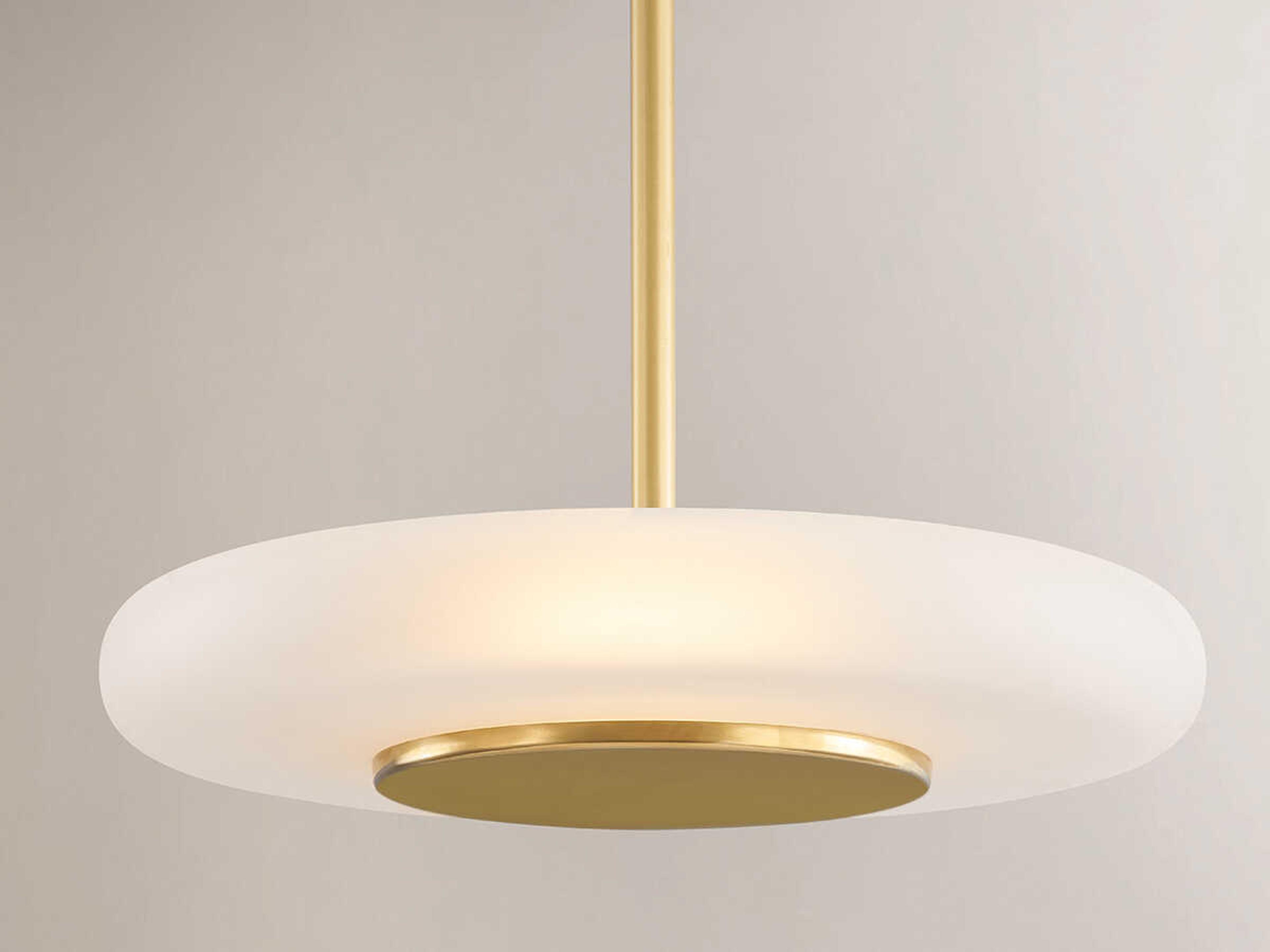 Hudson Valley Blyford 1-Light Aged Brass Glass LED Round Pendant