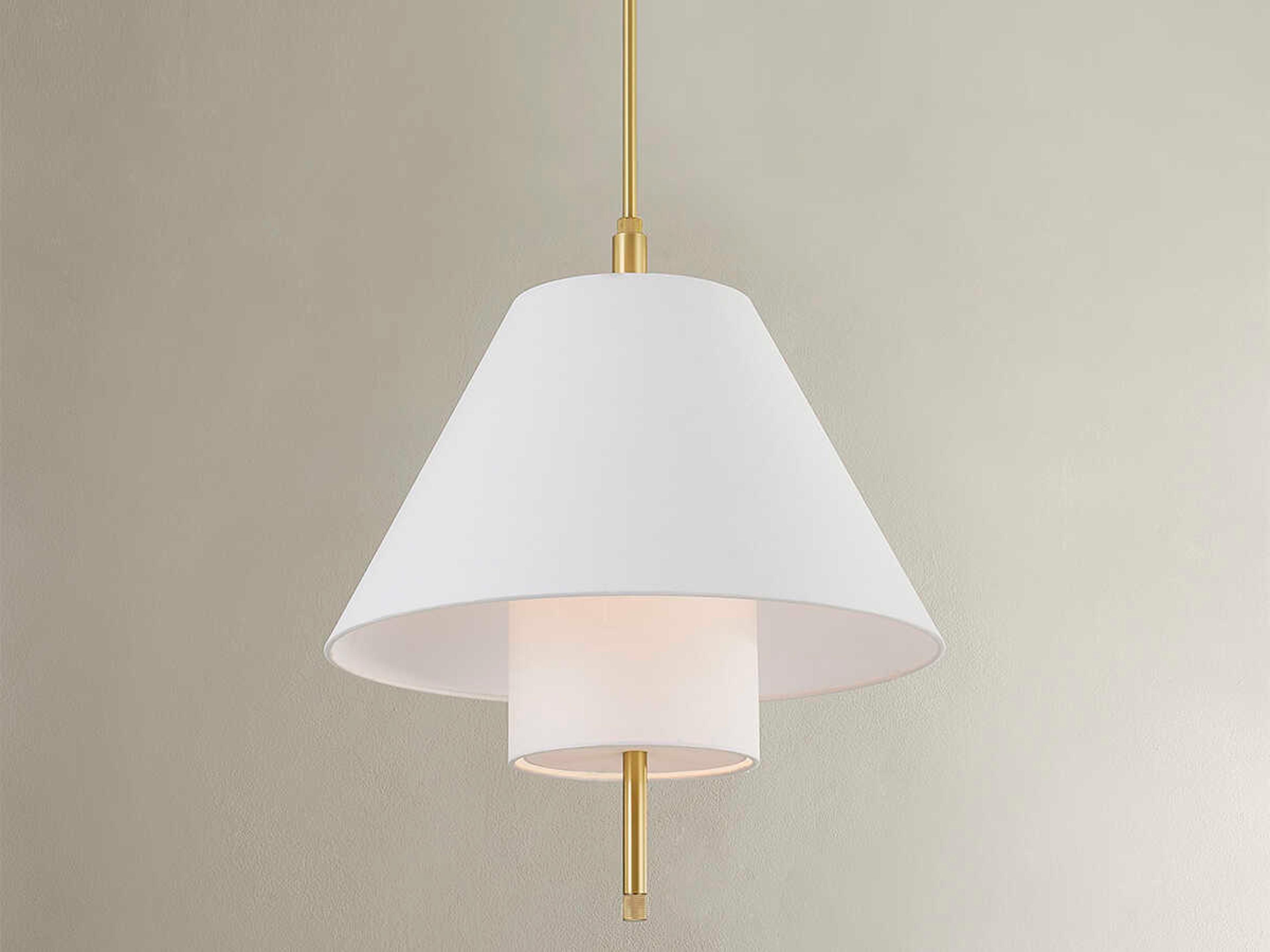 Hudson Valley Glenmoore 1-Light Aged Brass White Tiffany Empire Pendant