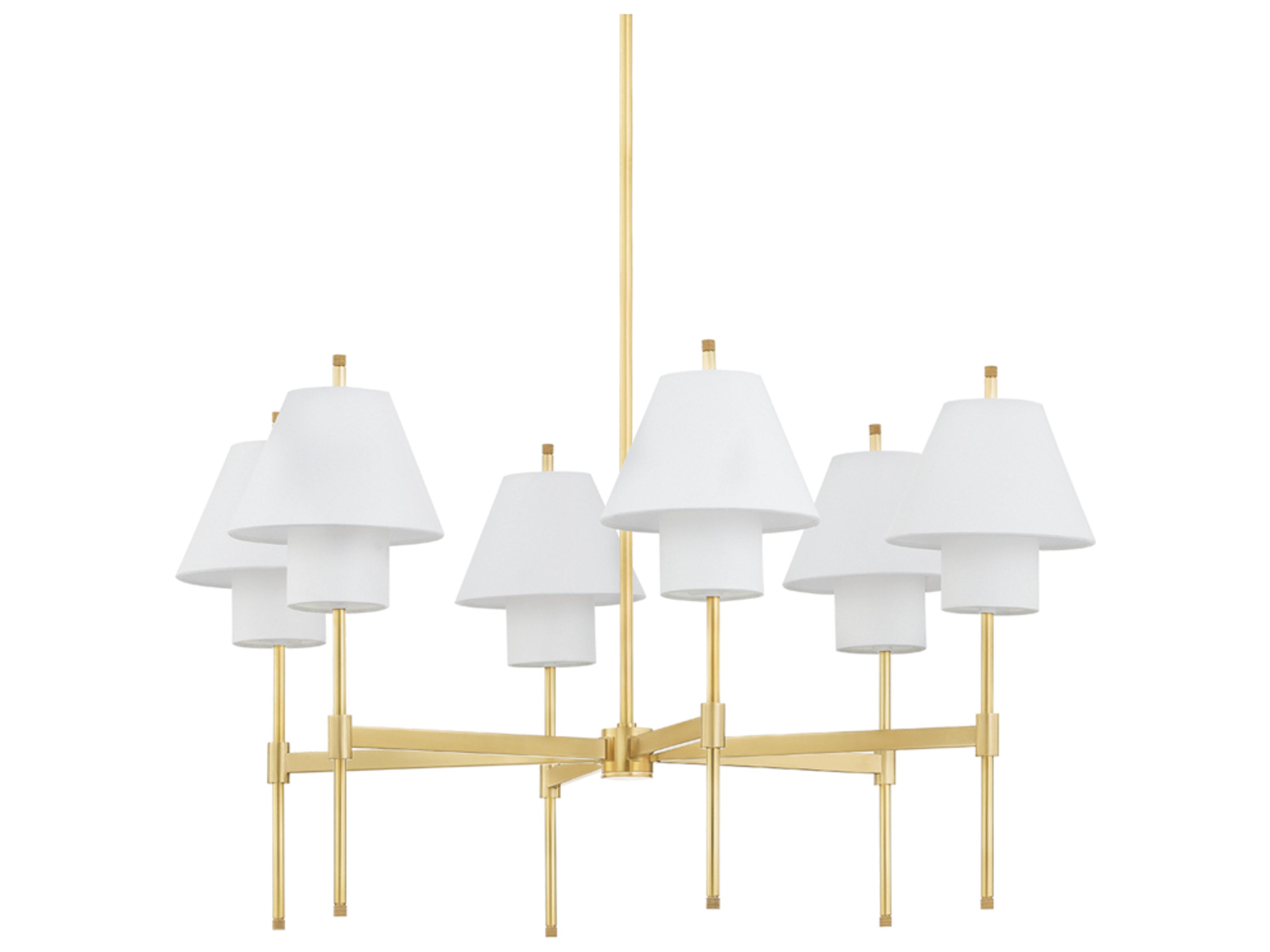 Glenmoore 6-Light Aged Brass White Empire Chandelier