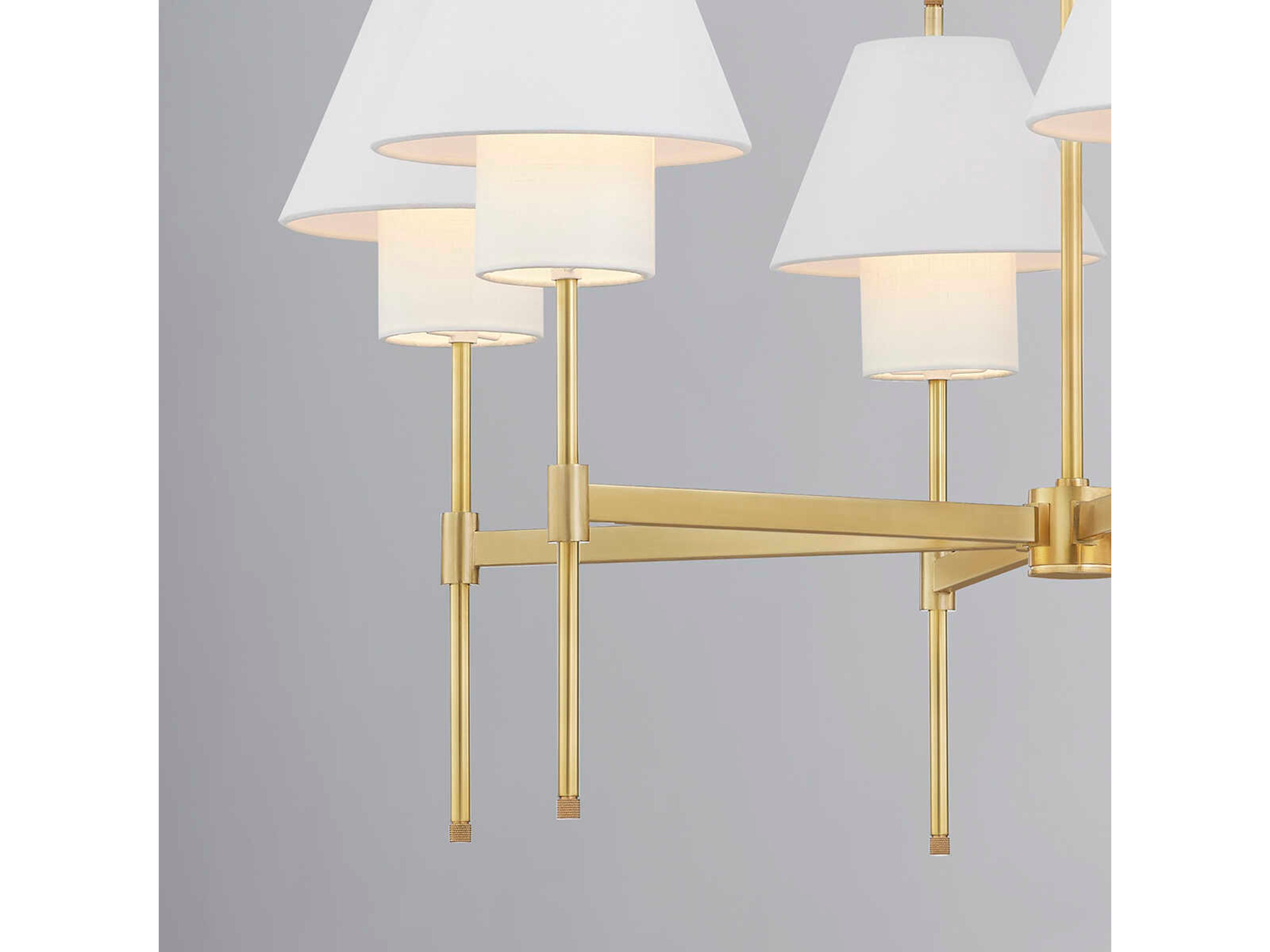 Hudson Valley Glenmoore 6-Light Aged Brass White Empire Chandelier