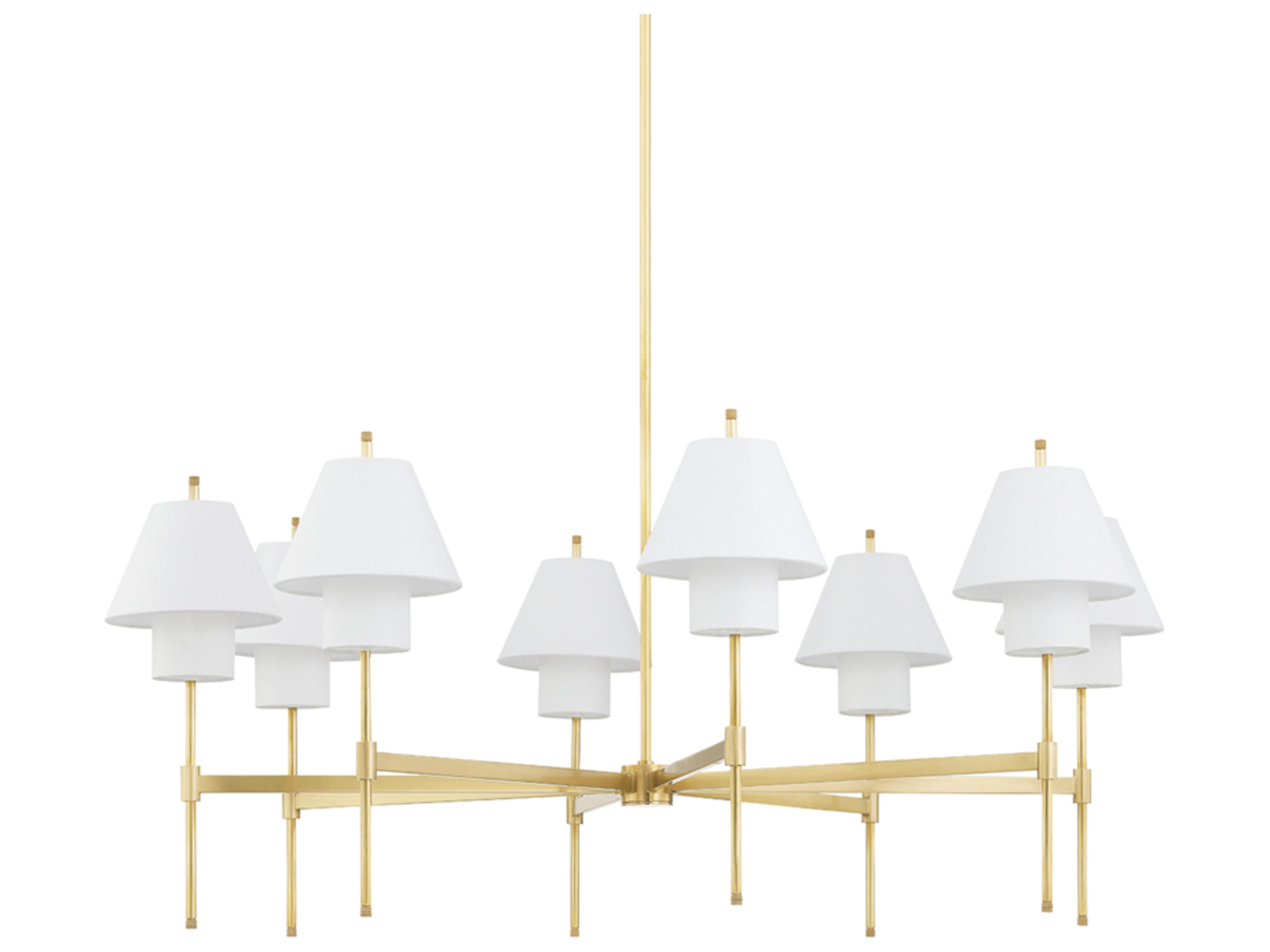 Glenmoore 8-Light Aged Brass White Empire Chandelier