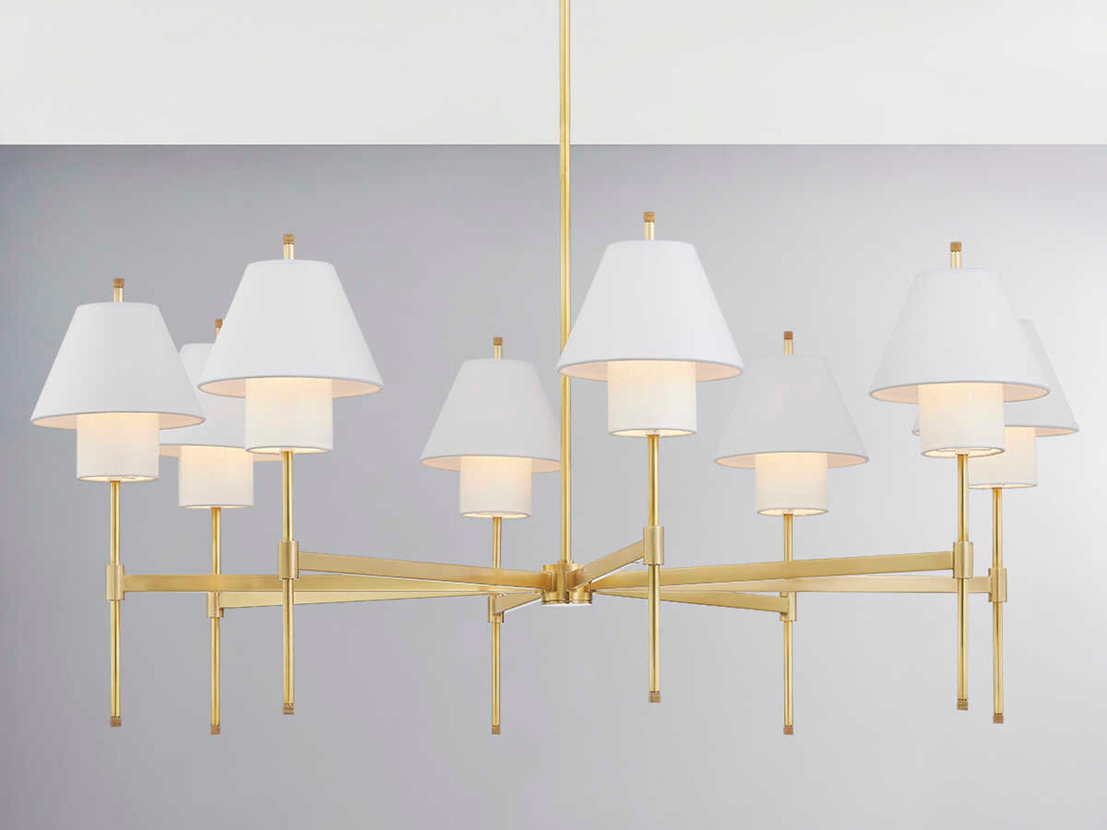 Hudson Valley Glenmoore 8-Light Aged Brass White Empire Chandelier