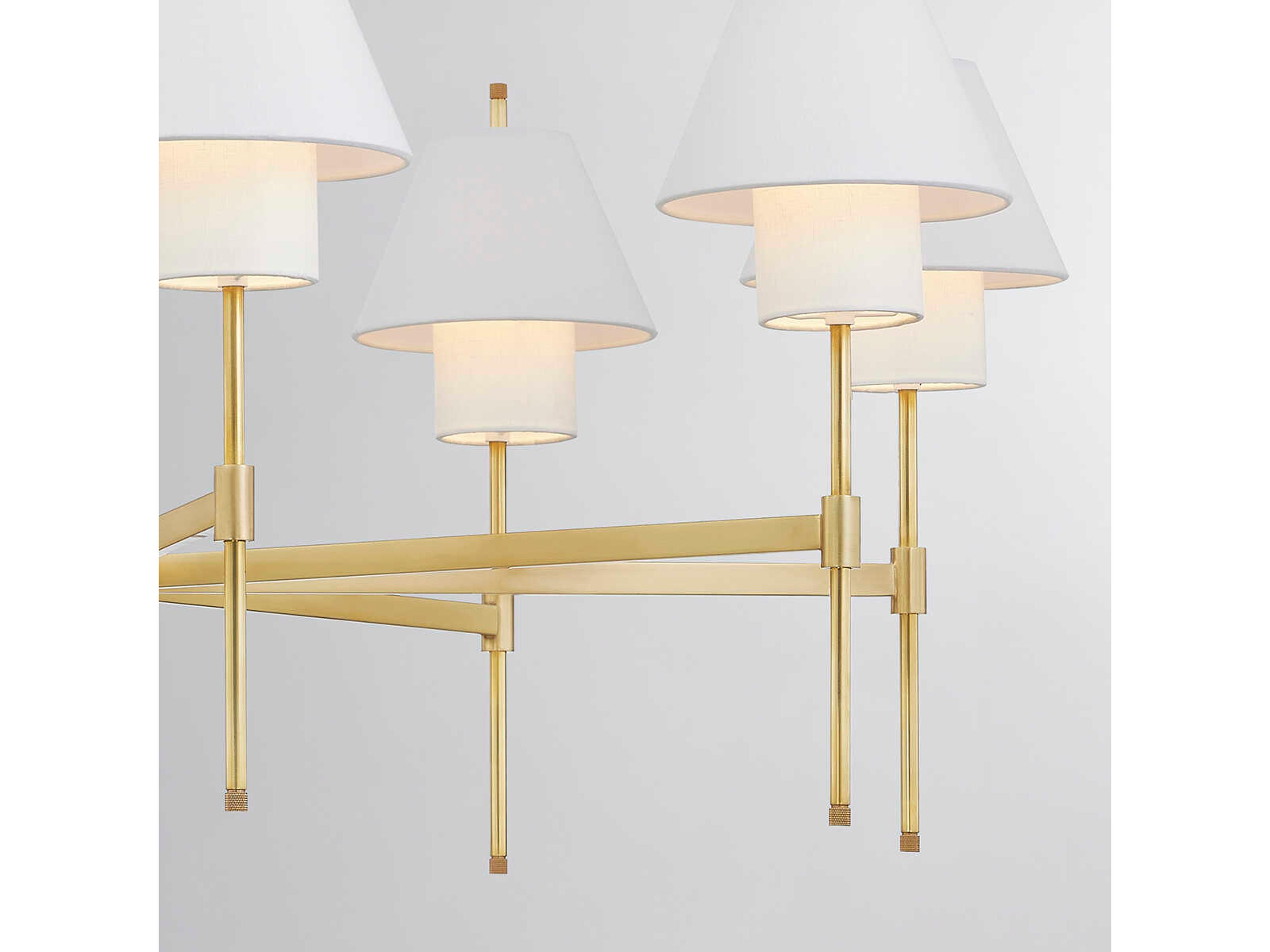 Hudson Valley Glenmoore 8-Light Aged Brass White Empire Chandelier