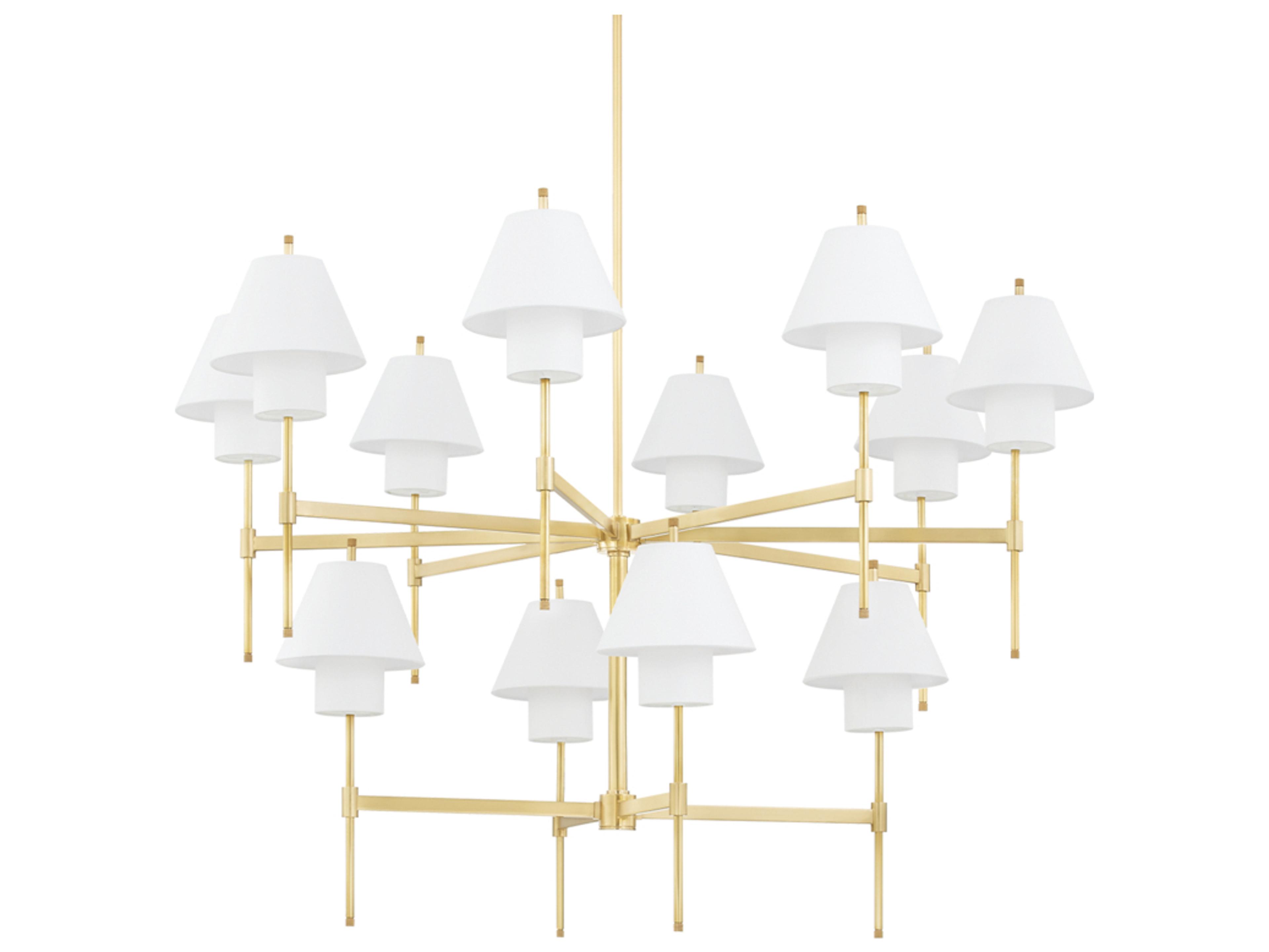 Glenmoore 12-Light Aged Brass White Empire Tiered Chandelier