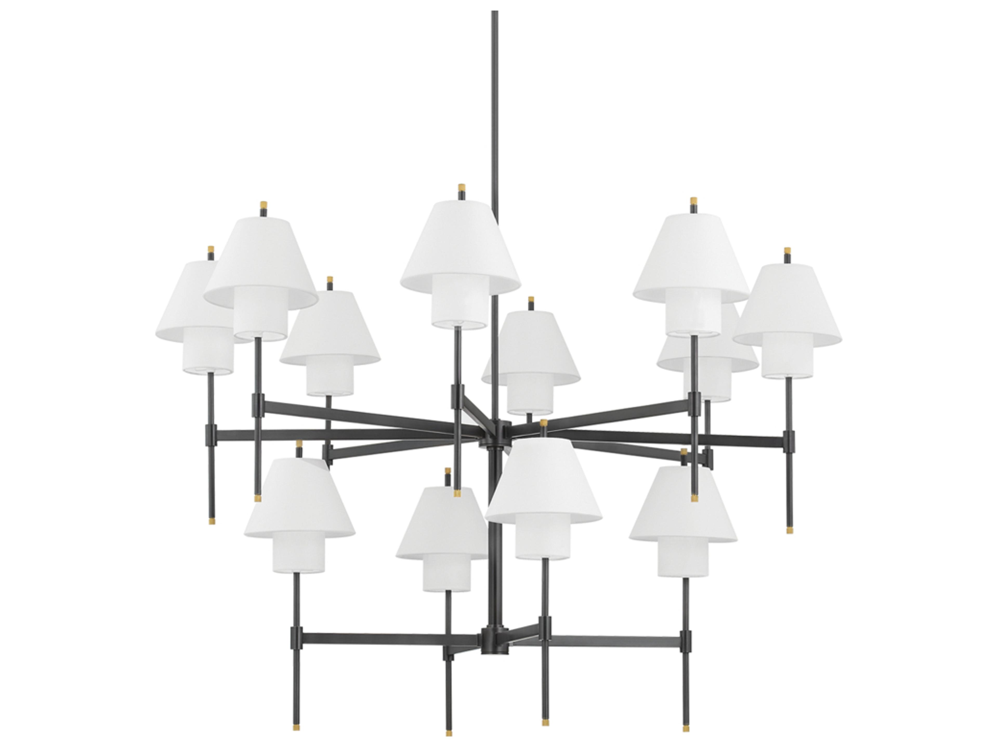 Glenmoore 12-Light Aged Brass Black Empire Tiered Chandelier