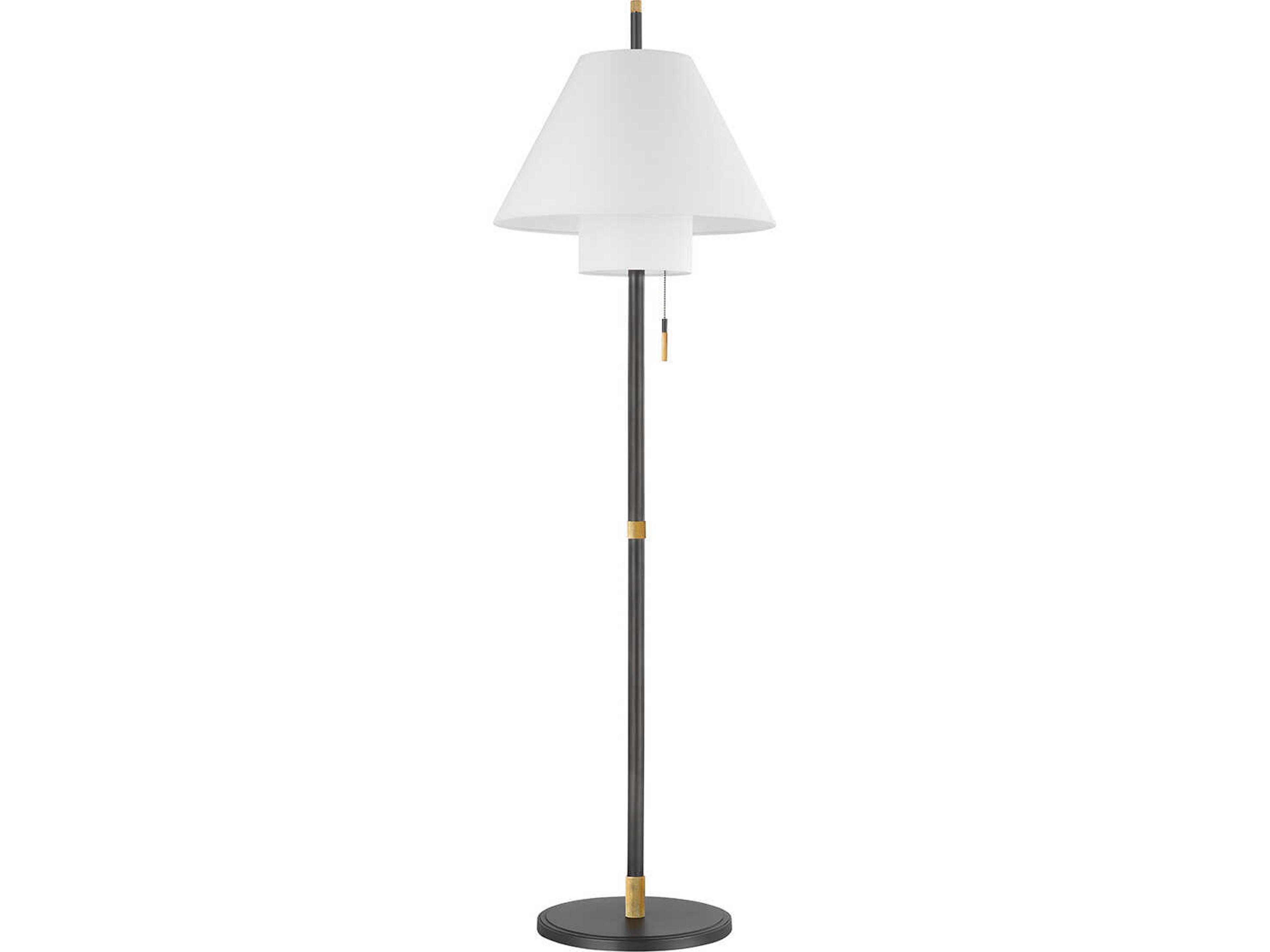Glenmoore Aged Brass Distressed Bronze Black Floor Lamp