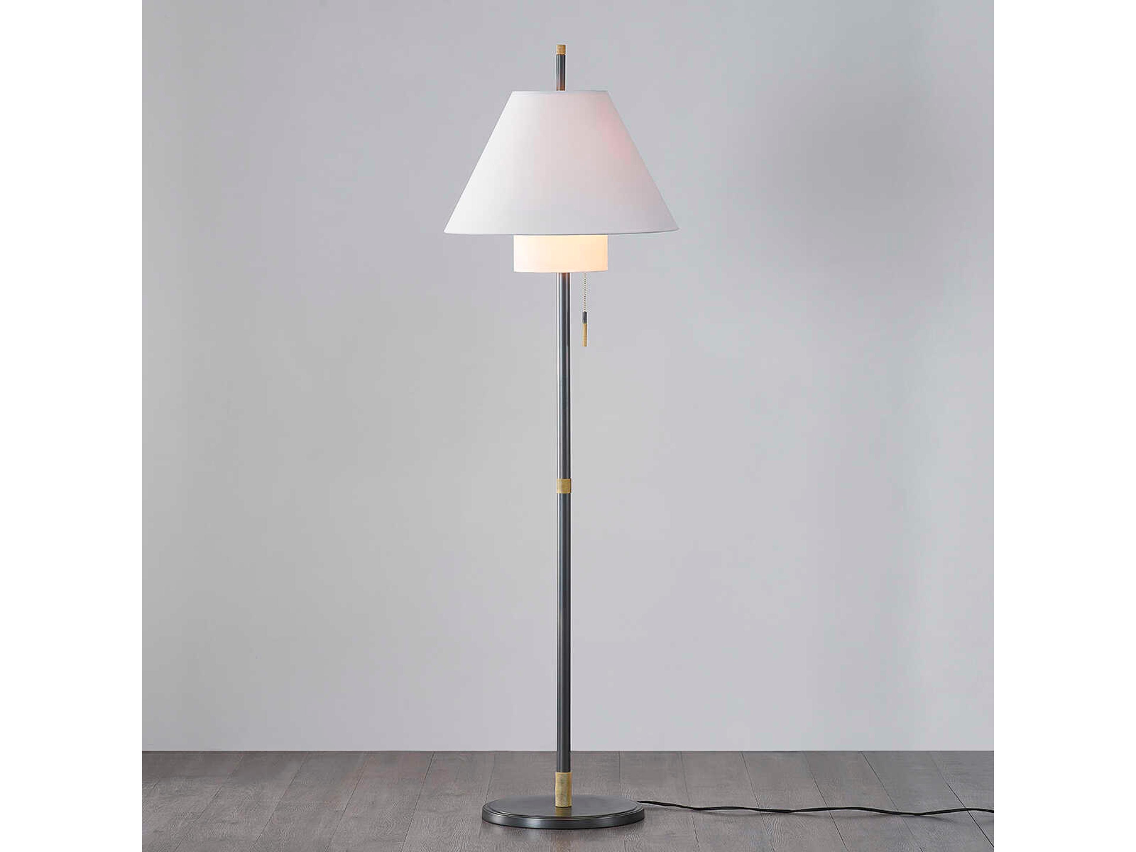 Hudson Valley Glenmoore Aged Brass Distressed Bronze Black Floor Lamp