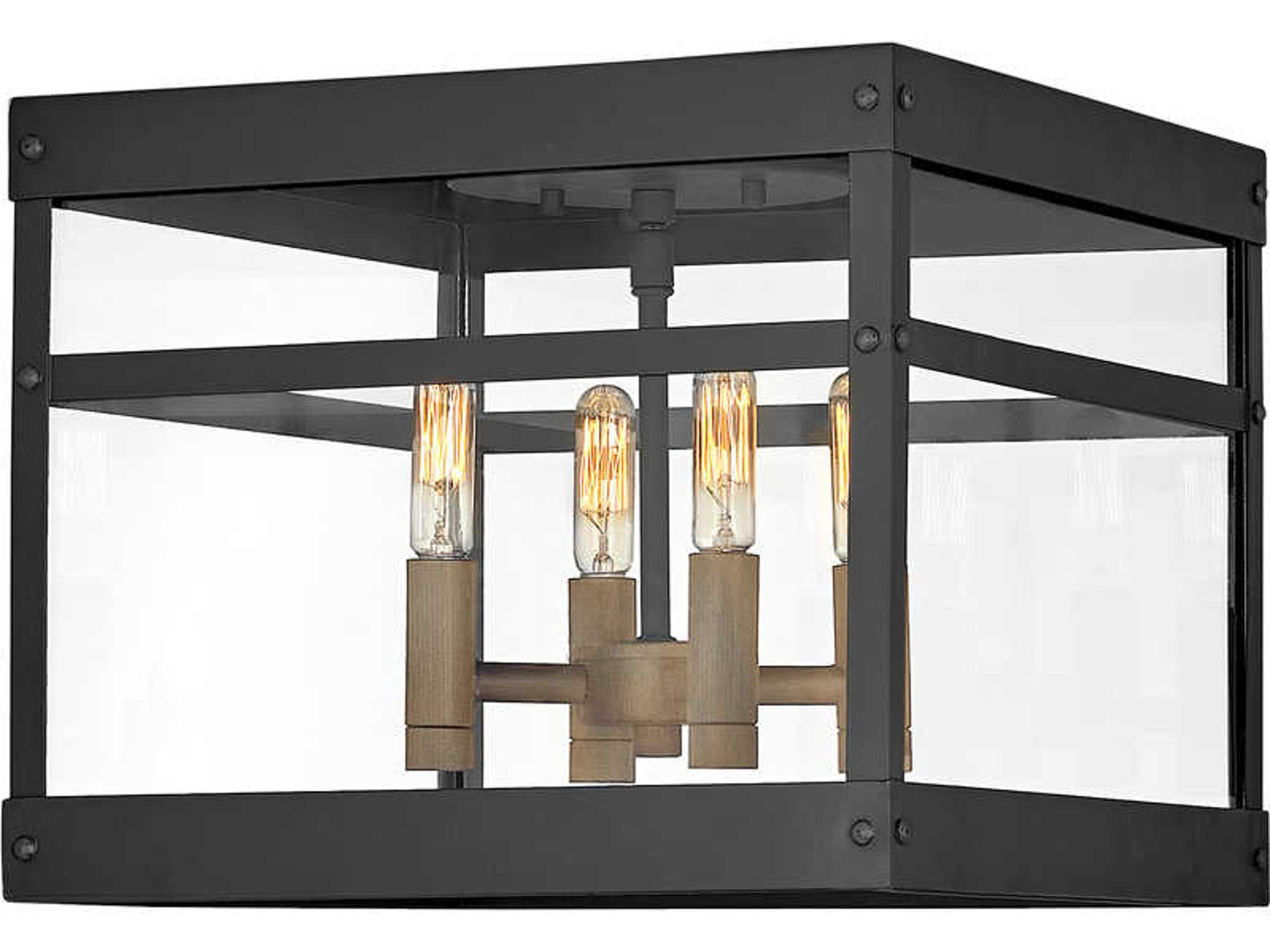 Porter 4-Light Black Burnished Bronze Glass Flush Mount