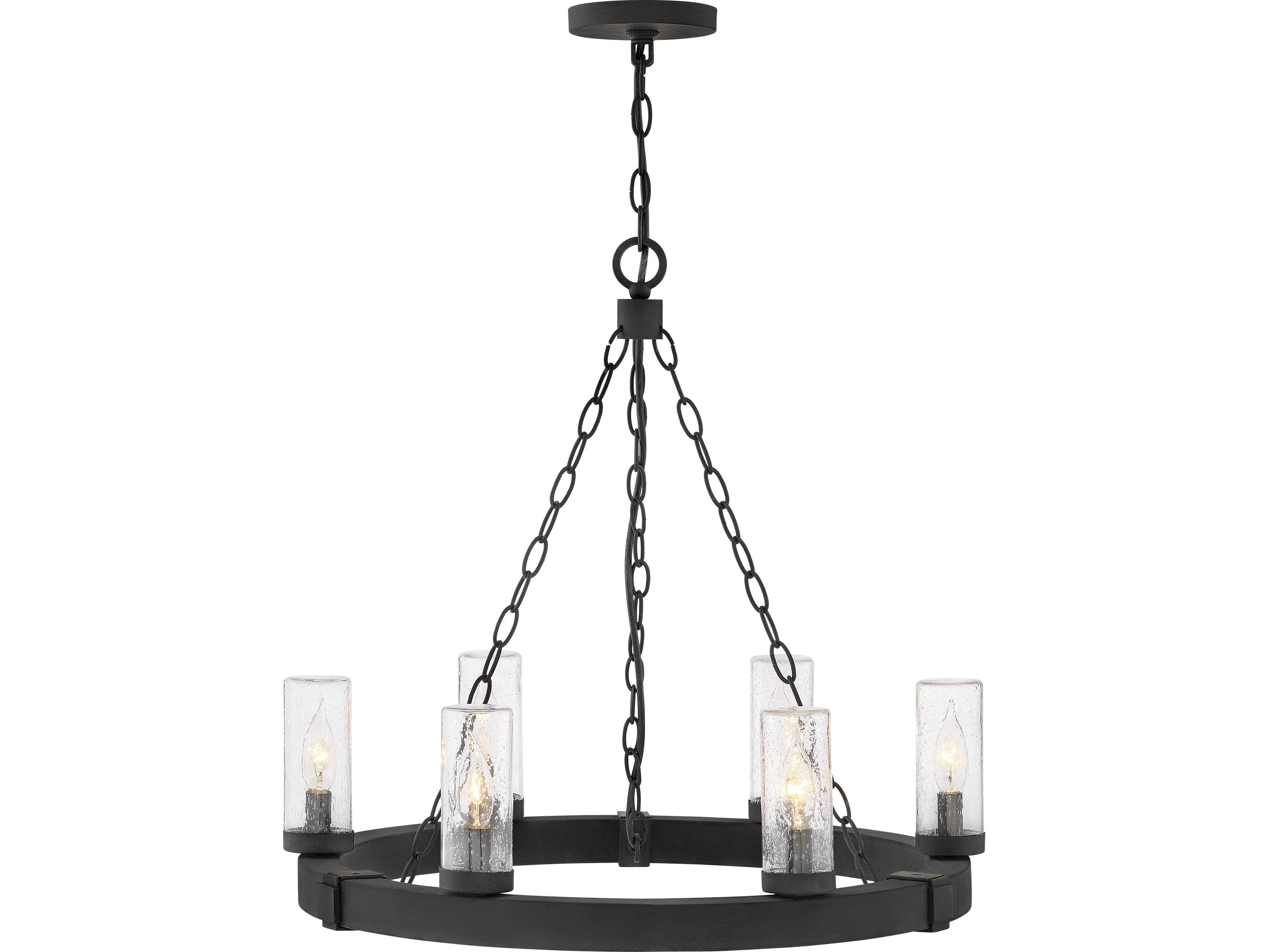 Open Air 6-Light Black Brass Chandelier