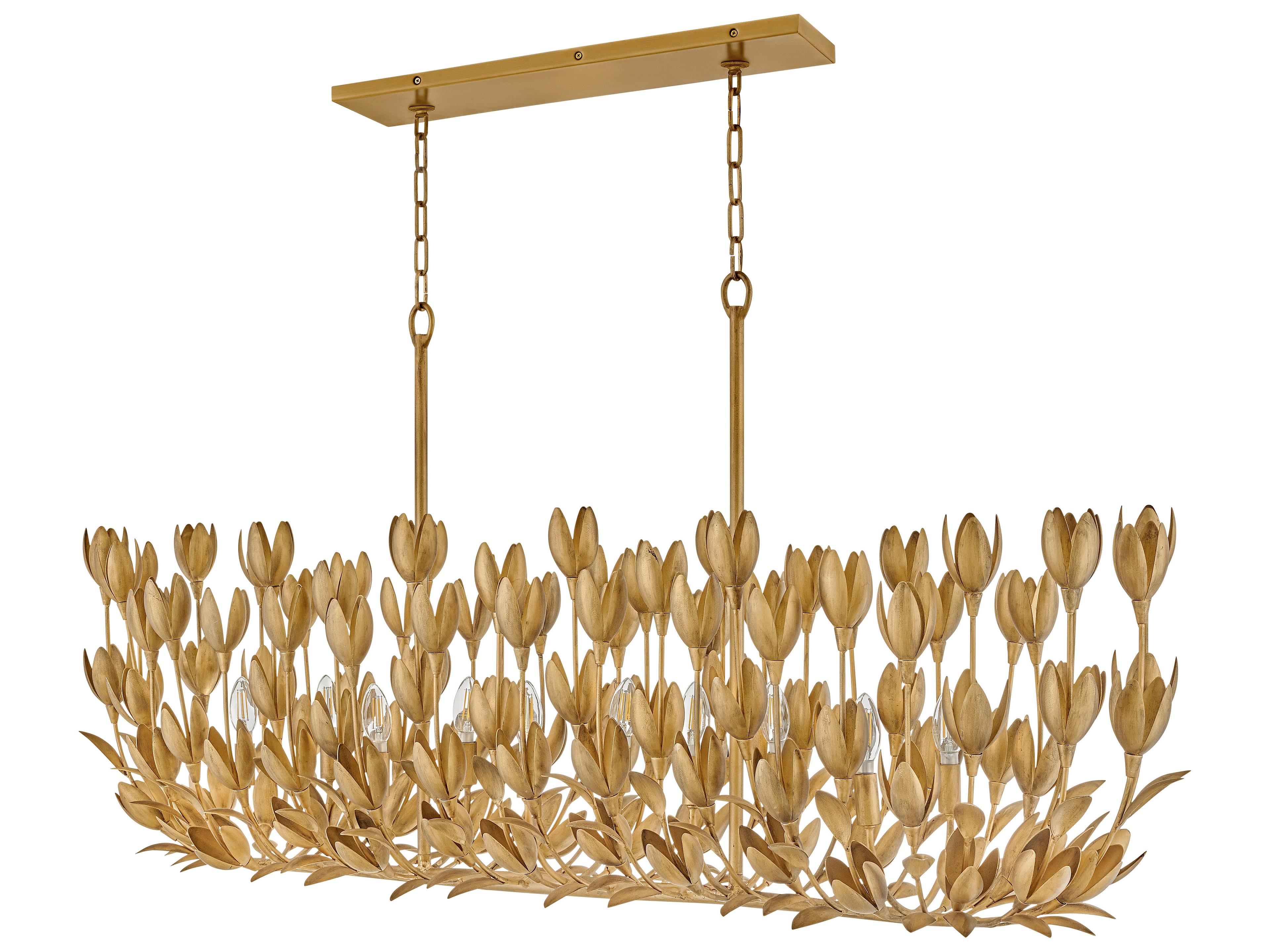 Hinkley Flora 10-Light Burnished Gold LED Linear Island Pendant