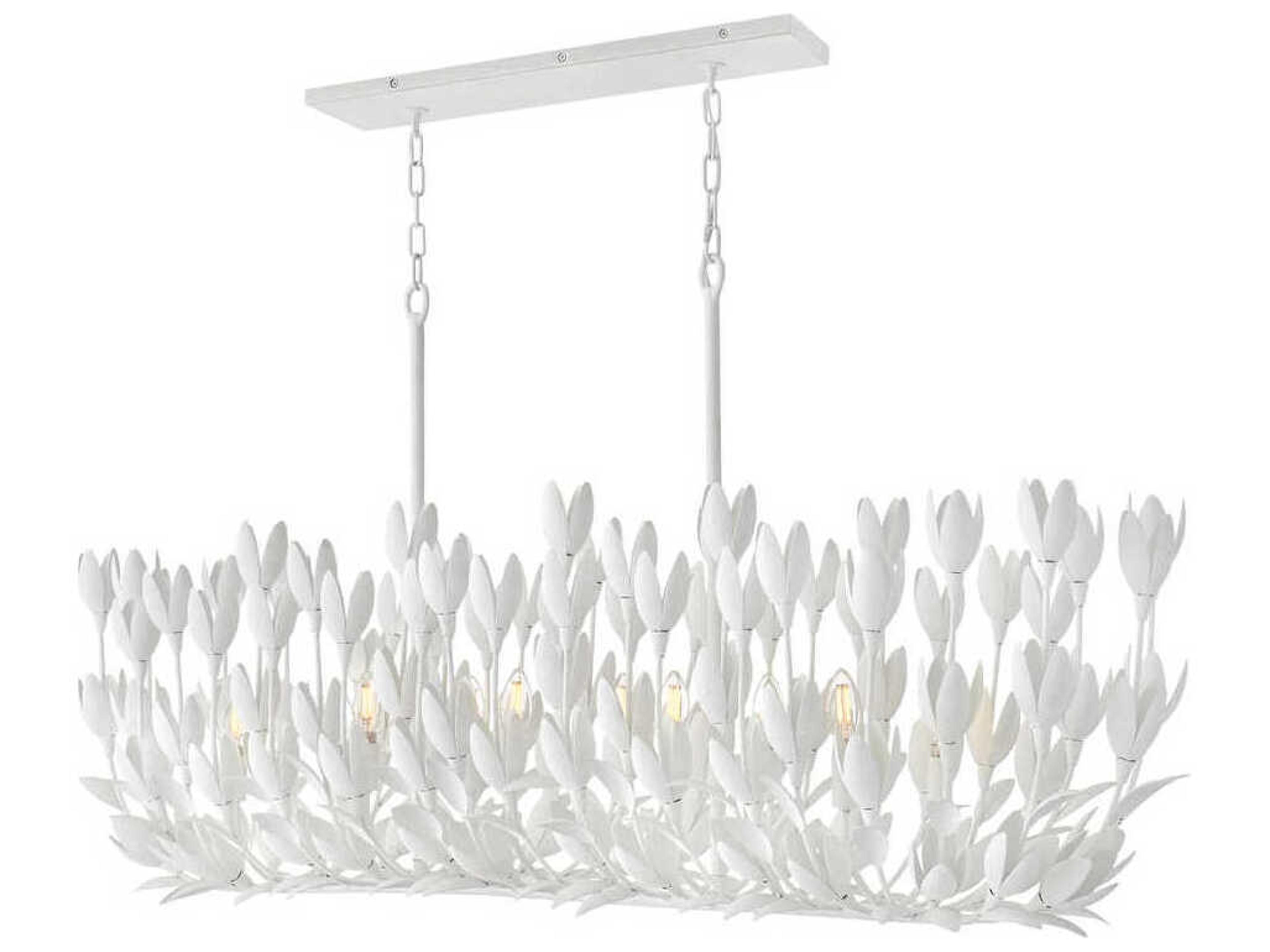 Flora 10-Light Textured Plaster White LED Linear Island Pendant