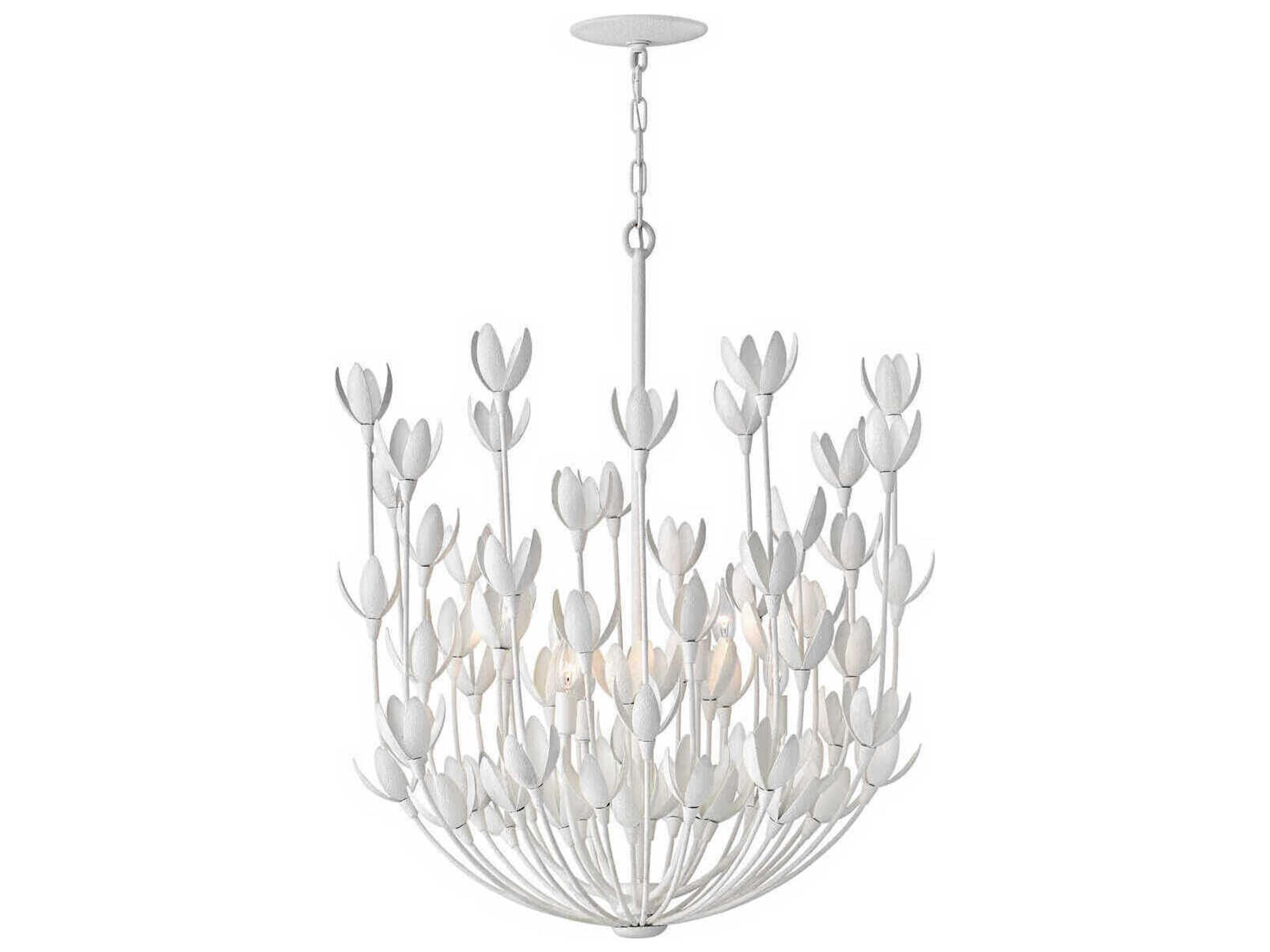 Hinkley Flora 6-Light Textured Plaster White Candelabra Chandelier