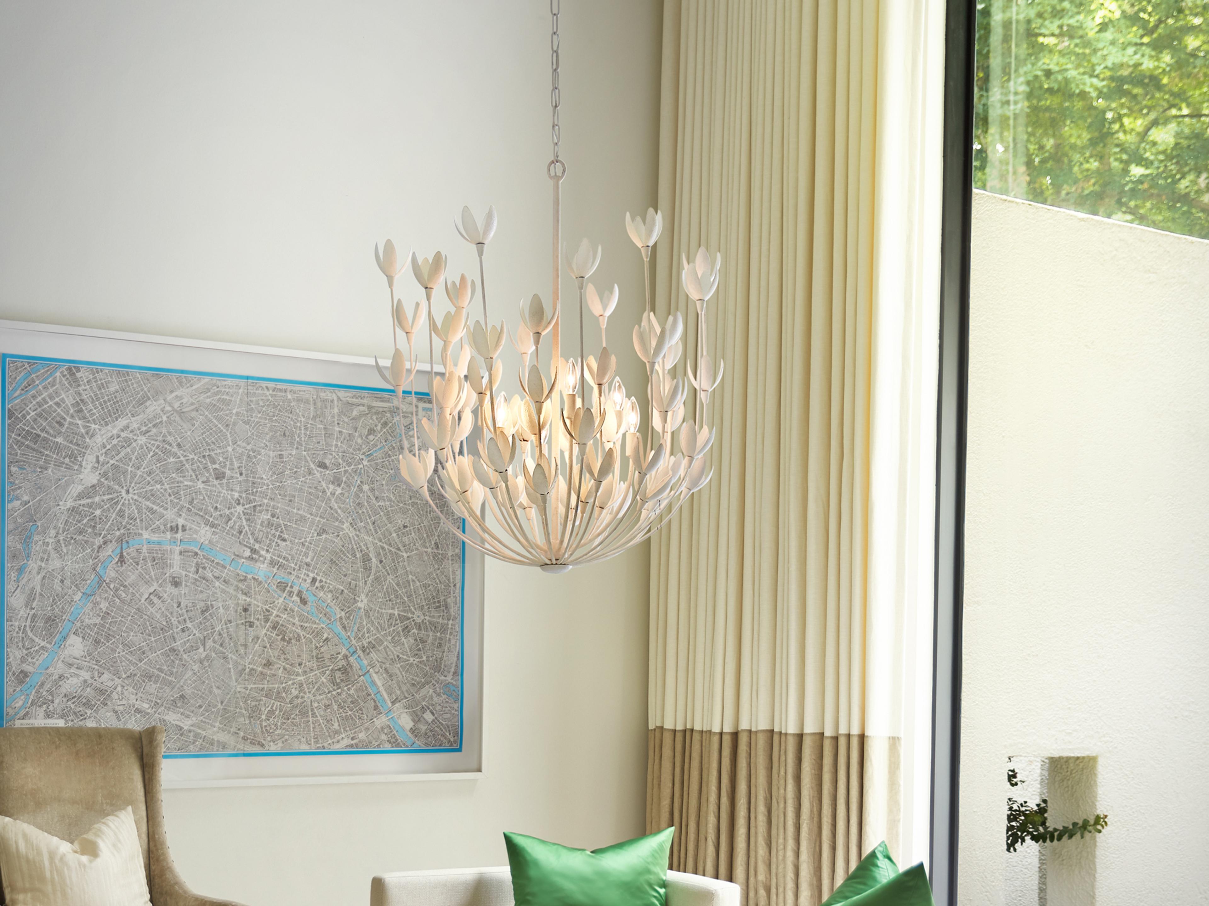 Hinkley Flora 6-Light Textured Plaster White Candelabra Chandelier