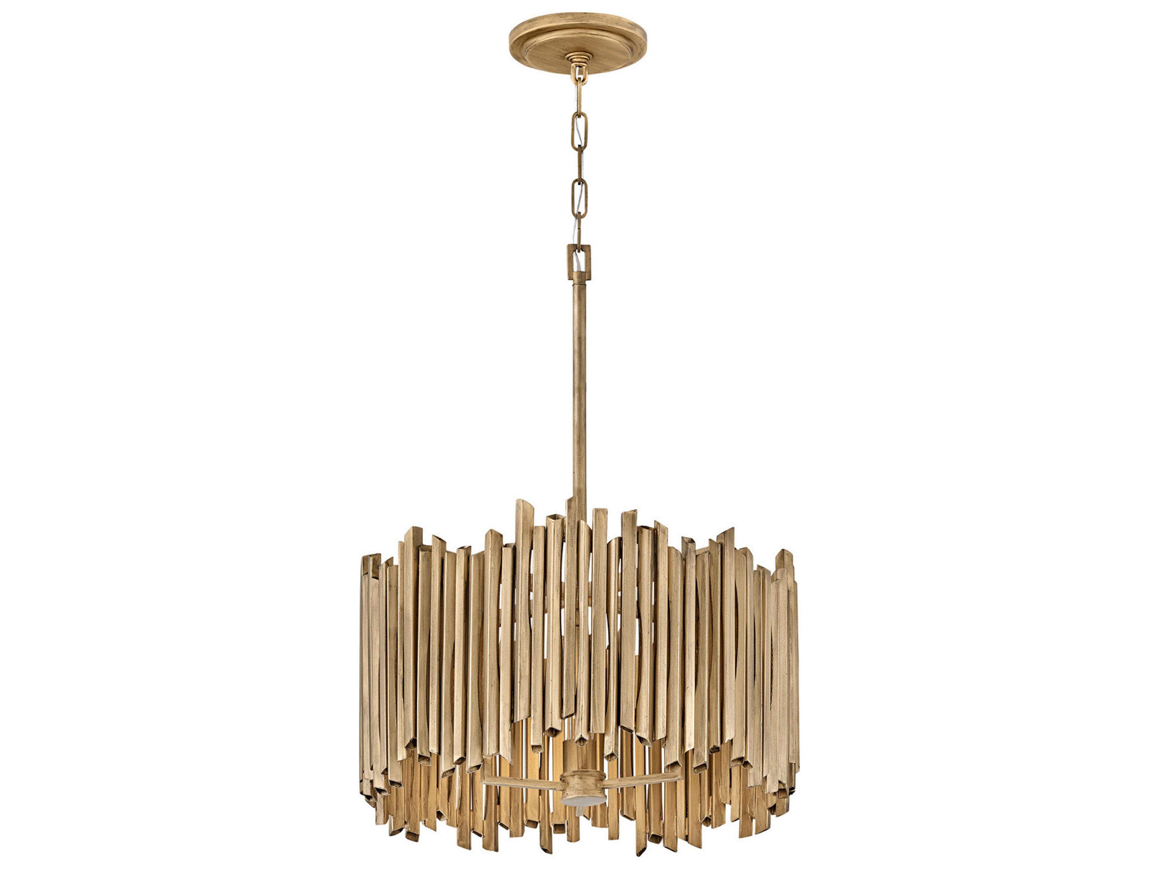 Hinkley Roca 3-Light Burnished Gold Drum Pendant