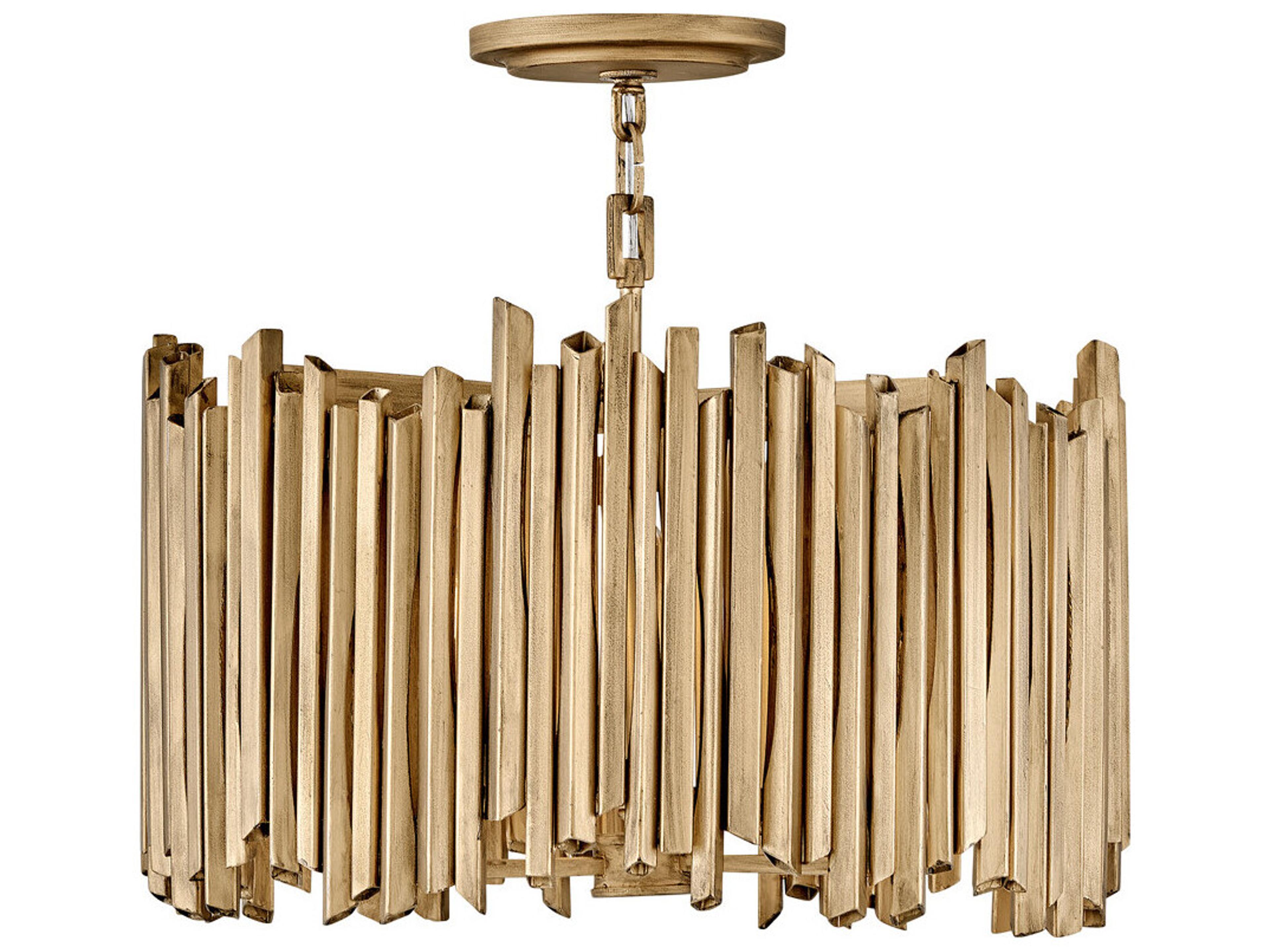 Hinkley Roca 3-Light Burnished Gold Drum Pendant