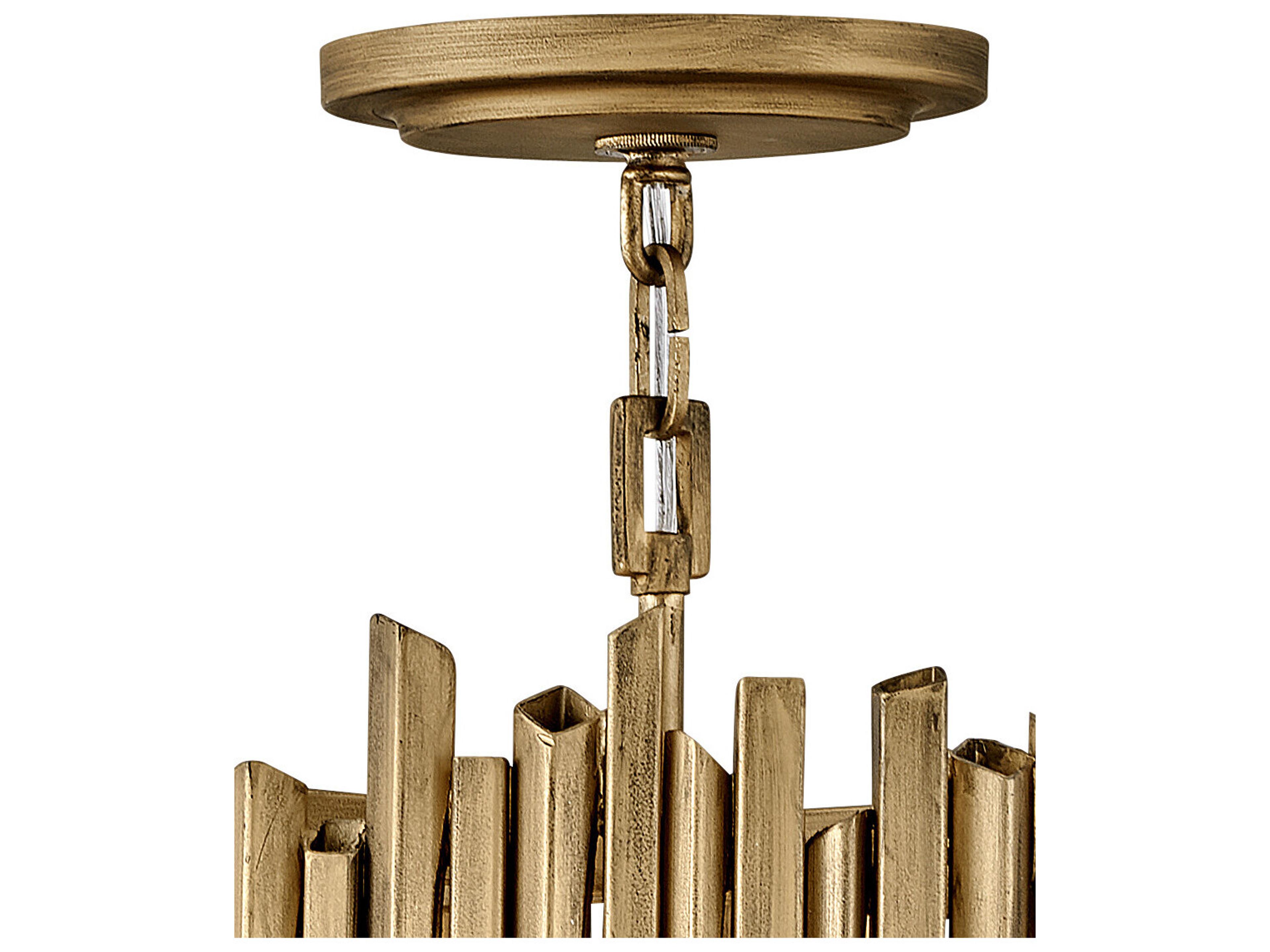 Hinkley Roca 3-Light Burnished Gold Drum Pendant