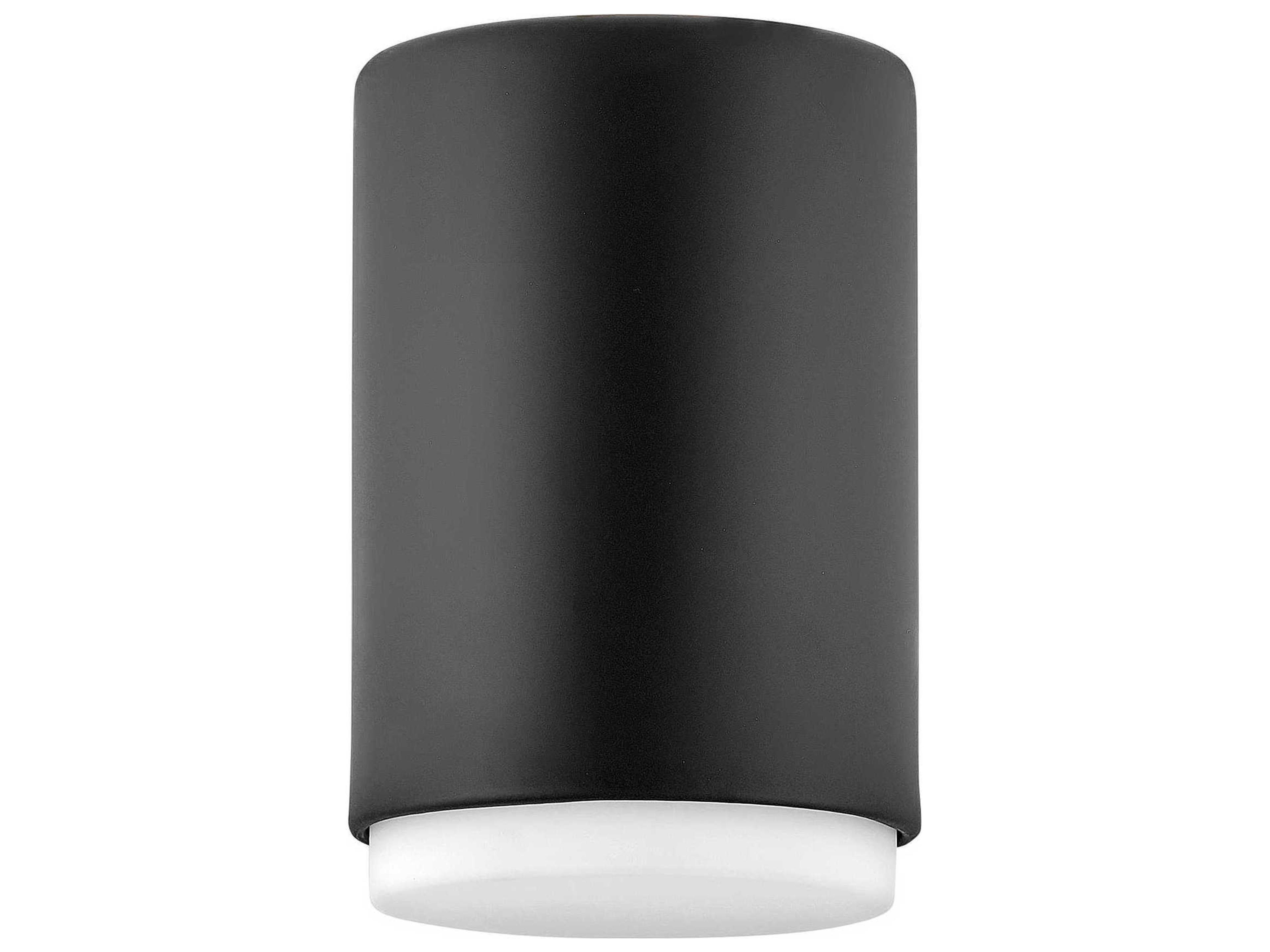 Cedric 1-Light Black Glass Cylinder Flush Mount
