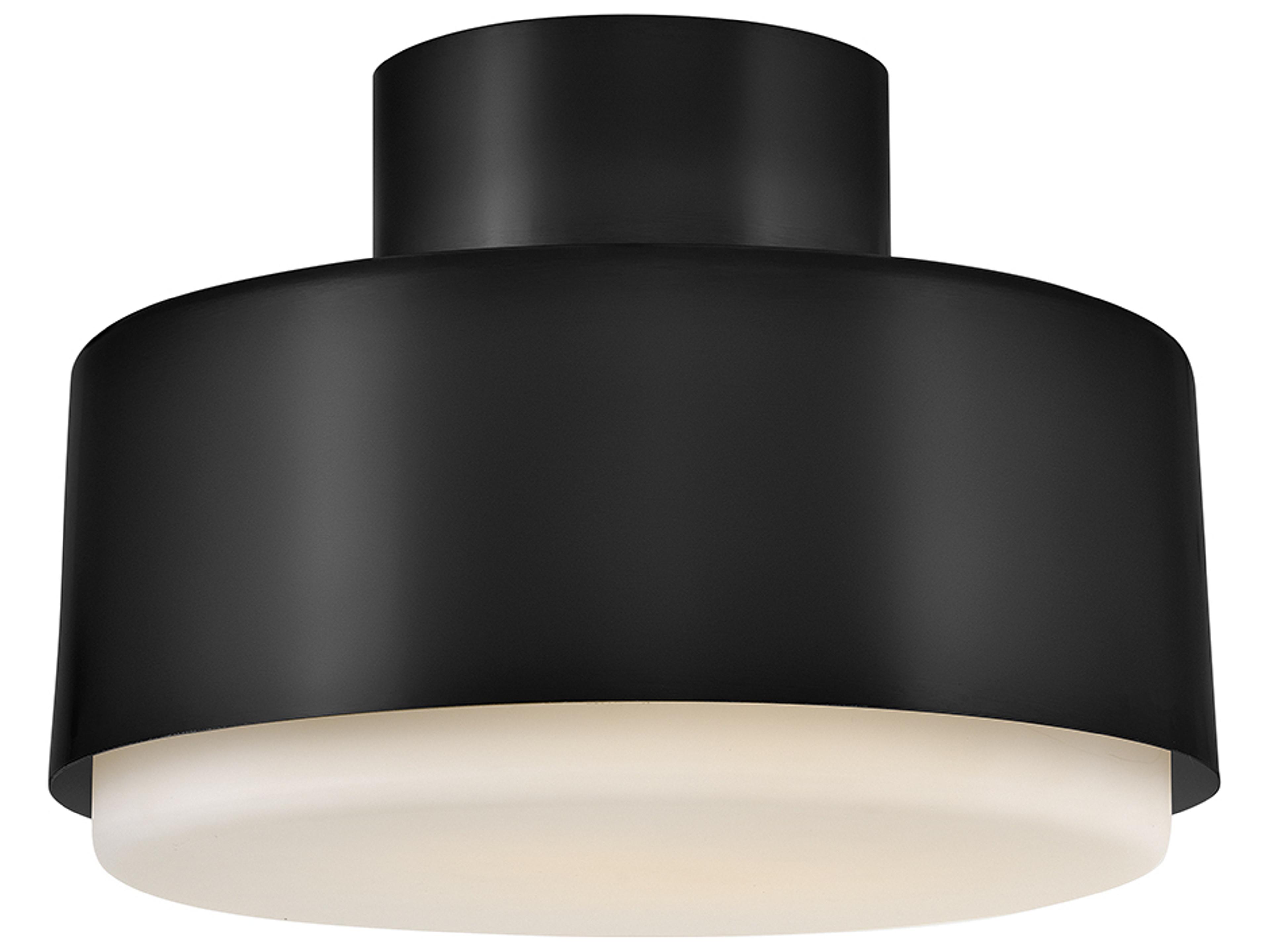 Cedric 2-Light Black Round Semi Flush Mount