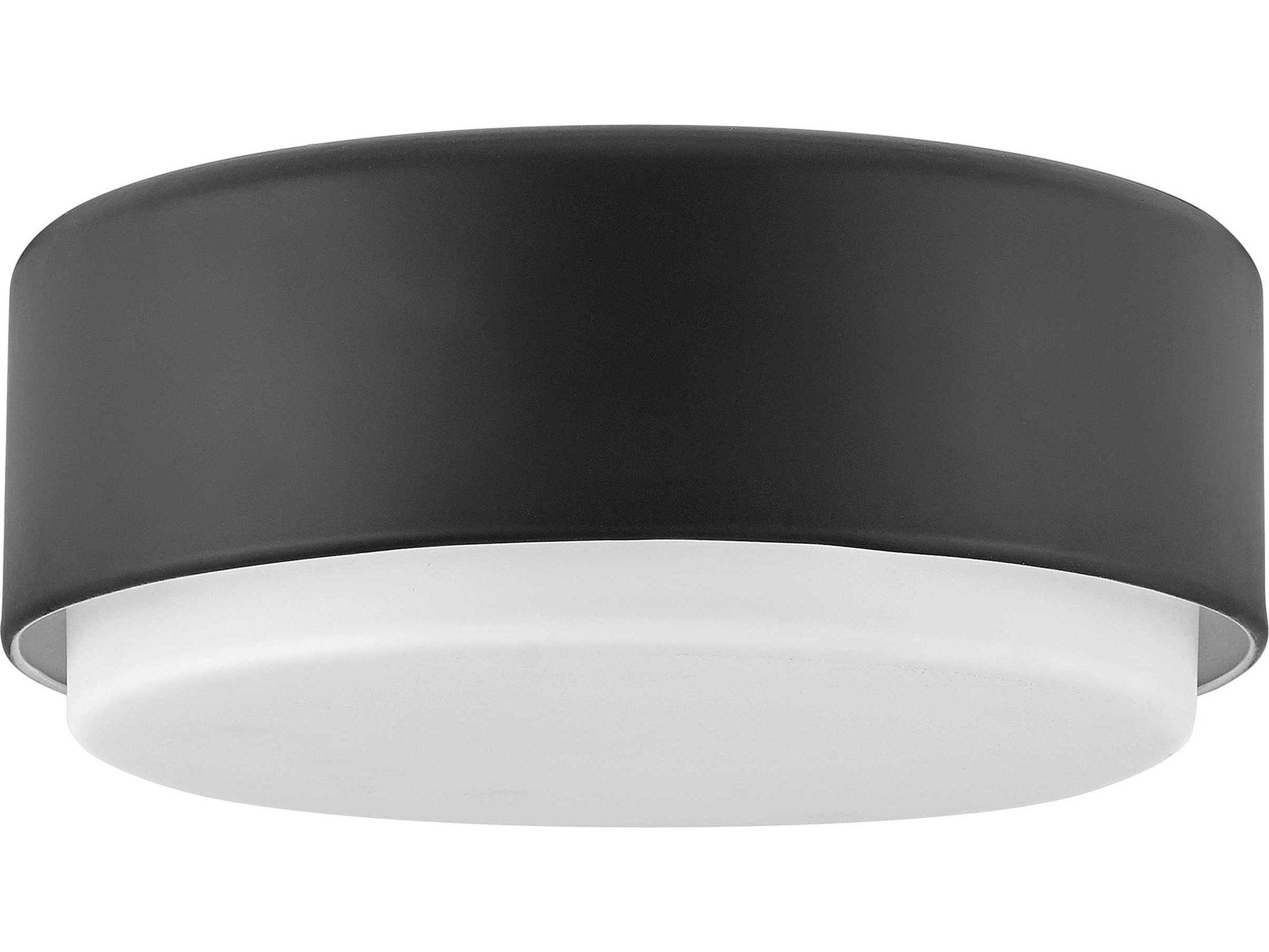 Cedric 2-Light Black Glass Drum Flush Mount