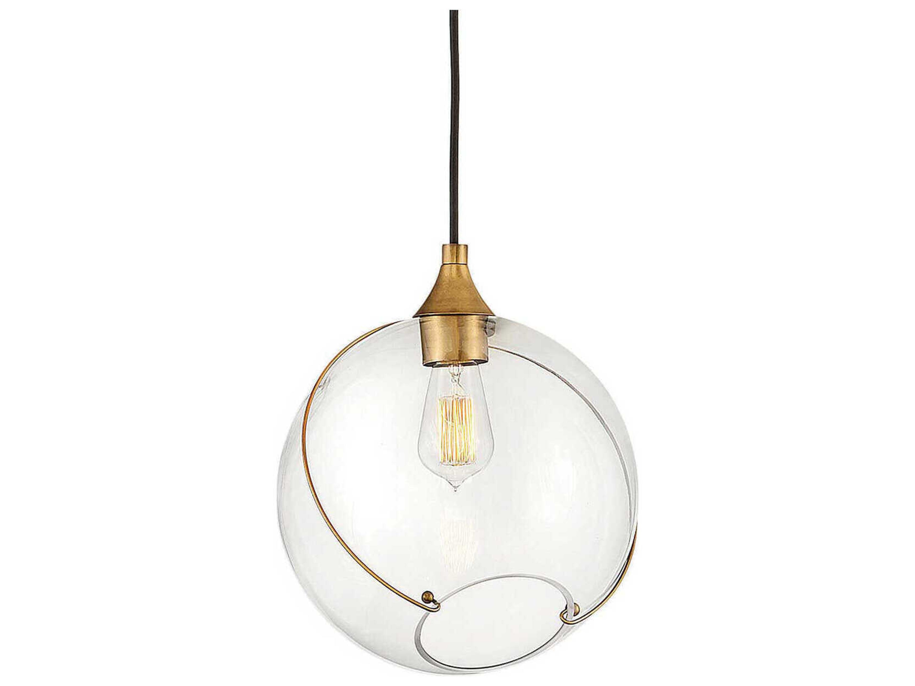 Hinkley Lisa Mcdennon 1-Light Heritage Brass Clear Glass Globe Mini Pendant