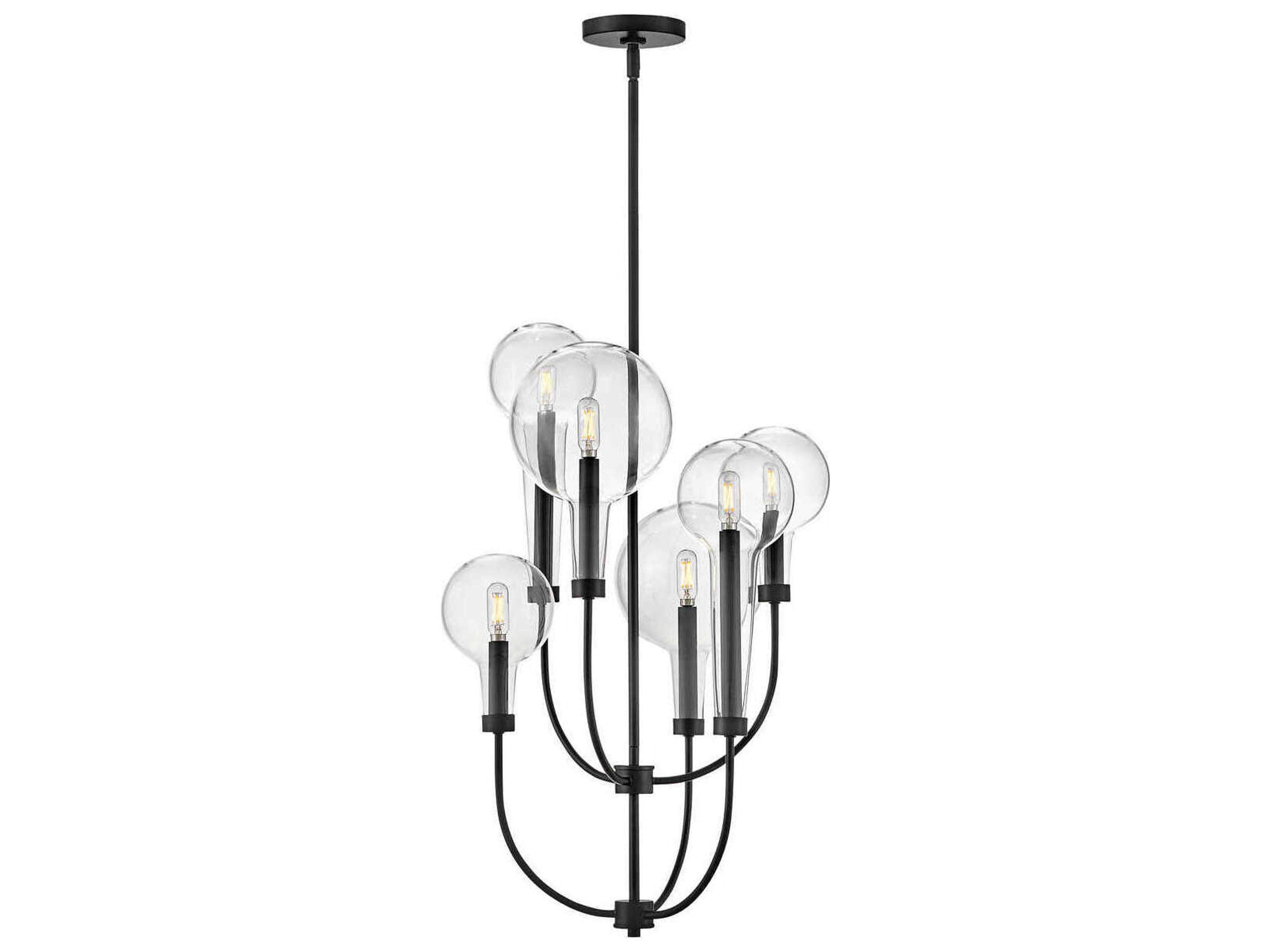 Alchemy 6-Light Black Glass Candelabra Chandelier